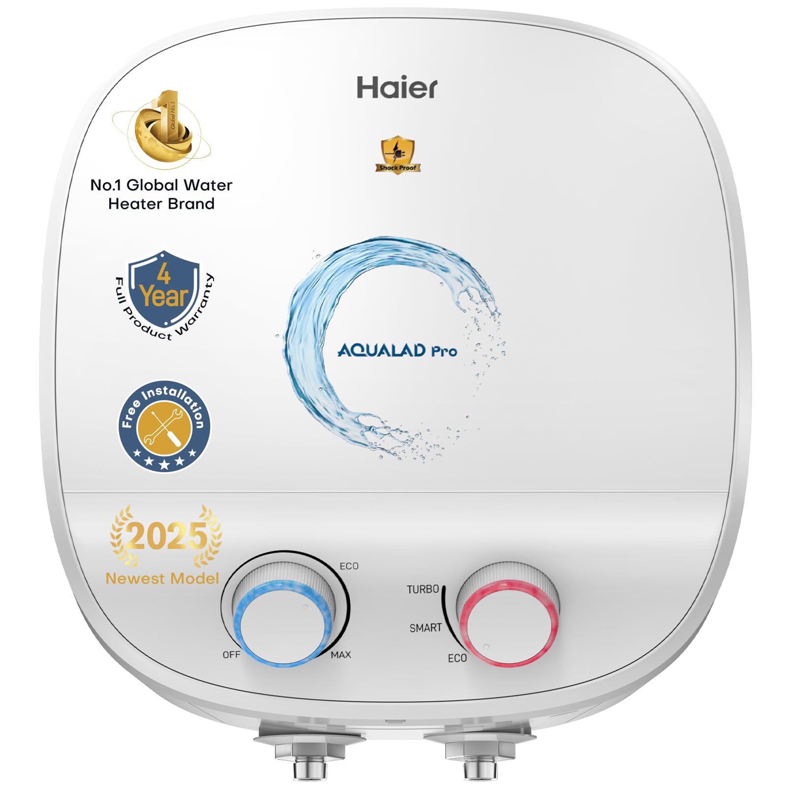 Haier Aqualad Pro Geyser 15 Litre 5 Star 1-3KW Adjustable Storage Water Geyser |Free Installation&Flexi Pipe| Warranty 10 Yr on Tank |Dual Control Knob |Shockproof Tech |Glassline Tank |9-Level Safety