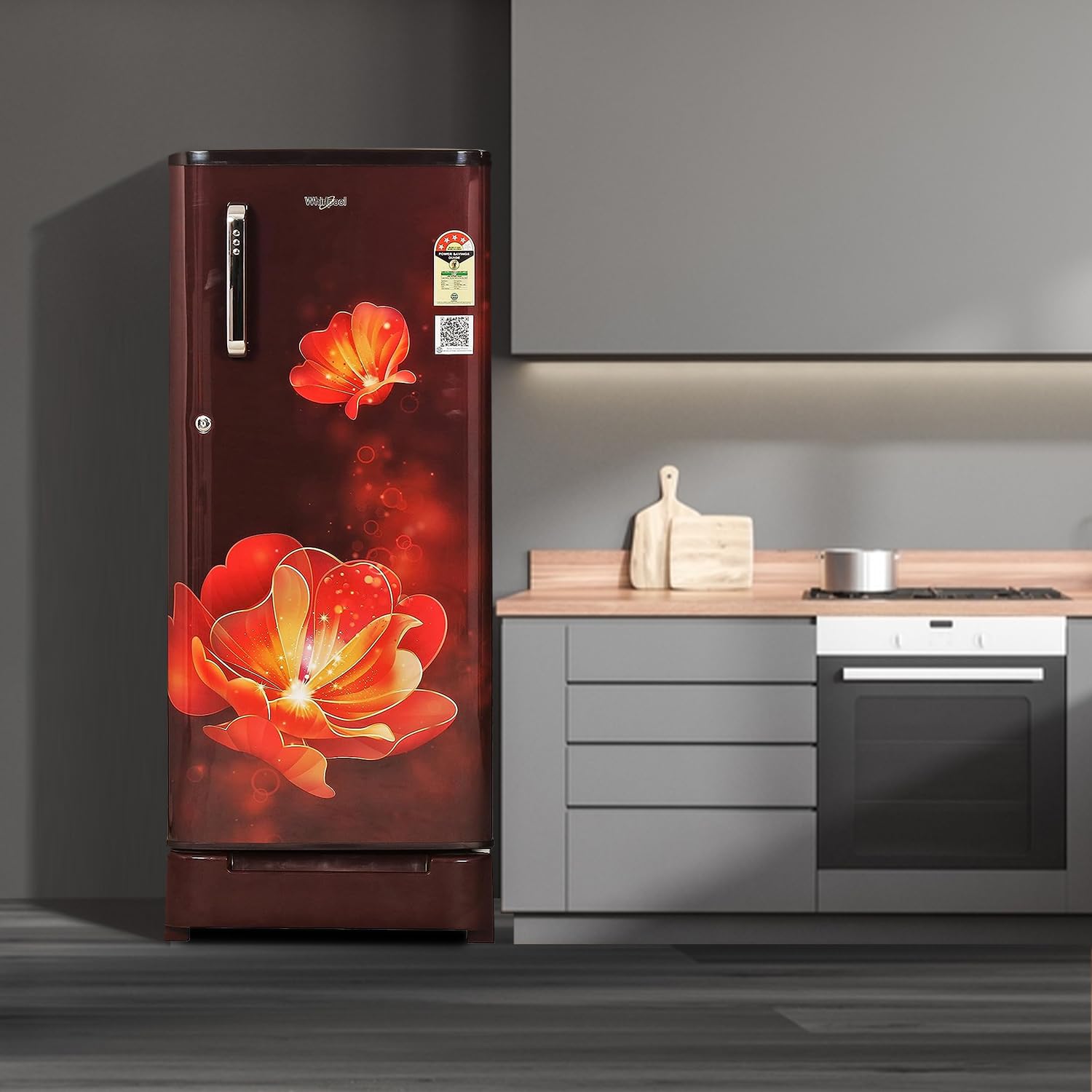 Whirlpool 184 L 4 Star Inverter Direct-Cool Single Door Refrigerator (205 WDE ROY 4S Inv WINE RADIANCE-Z, Base Stand with Drawer, 2023 Model)