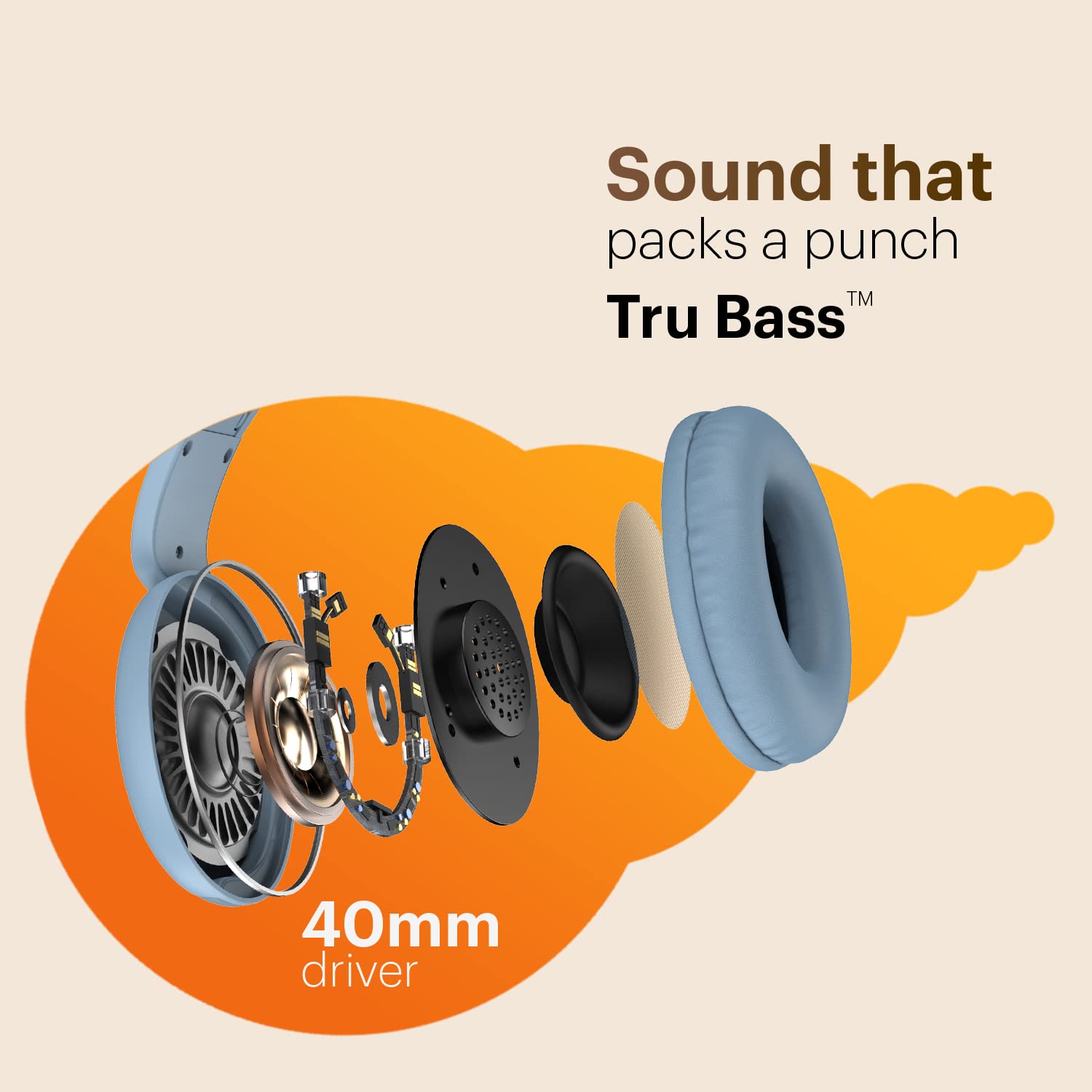 Noise Two Wireless On Ear Headphones with 50 Hours Playtime, Low Latency(up to 40ms), 4 Play Modes, Dual Pairing, BT v5.3 (Serene Blue)