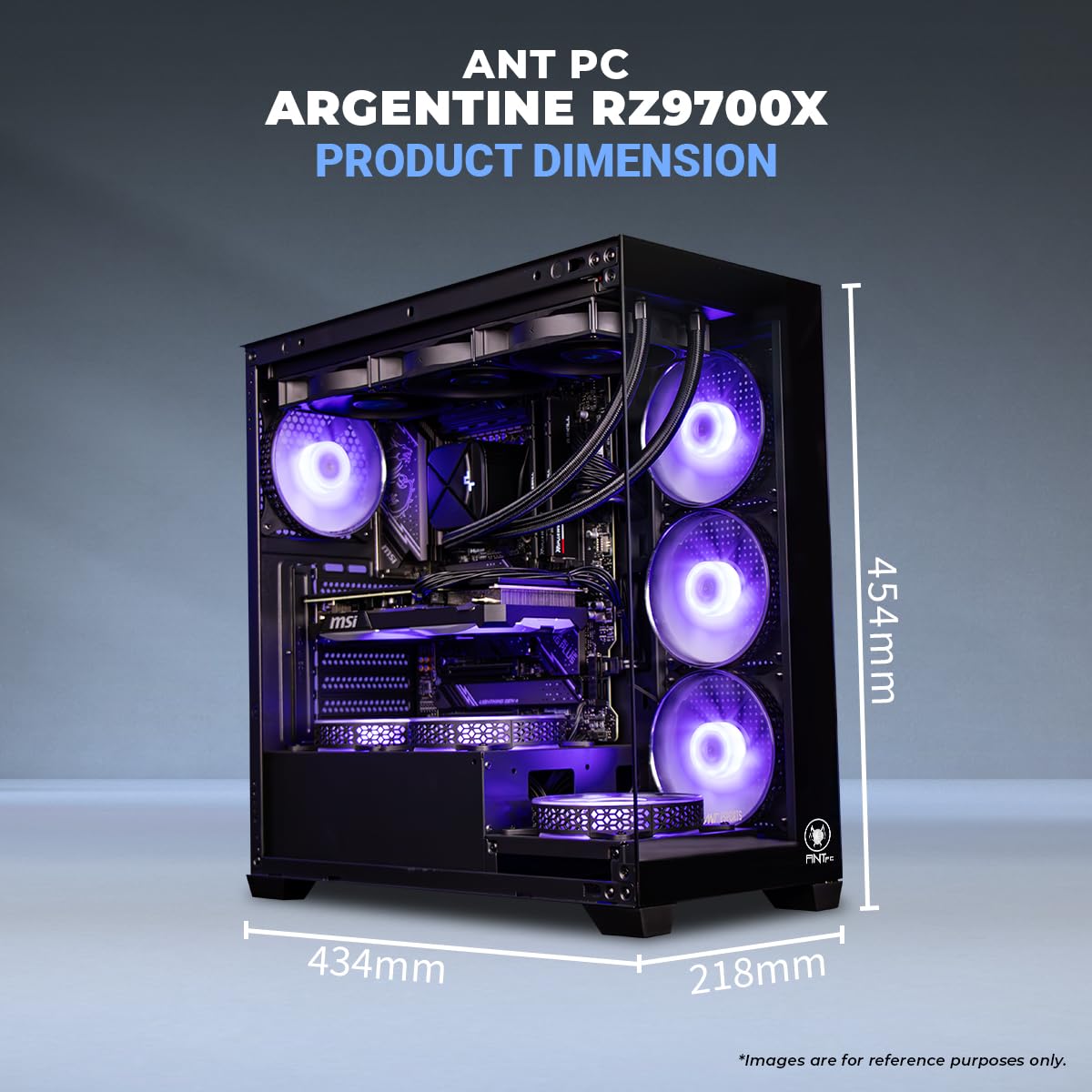 Ant PC Gaming Pc Argentine RZ9700X Ryzen 7 9700X|B840 Chipset WiFi+Bluetooth|32GB DDR5 RAM 5200Mhz| RTX 5070 12GB|1TB Nvme M.2 SSD Gen4|240MM AIO|Mid Tower RGB Cabinet|Windows 11 Home Trial