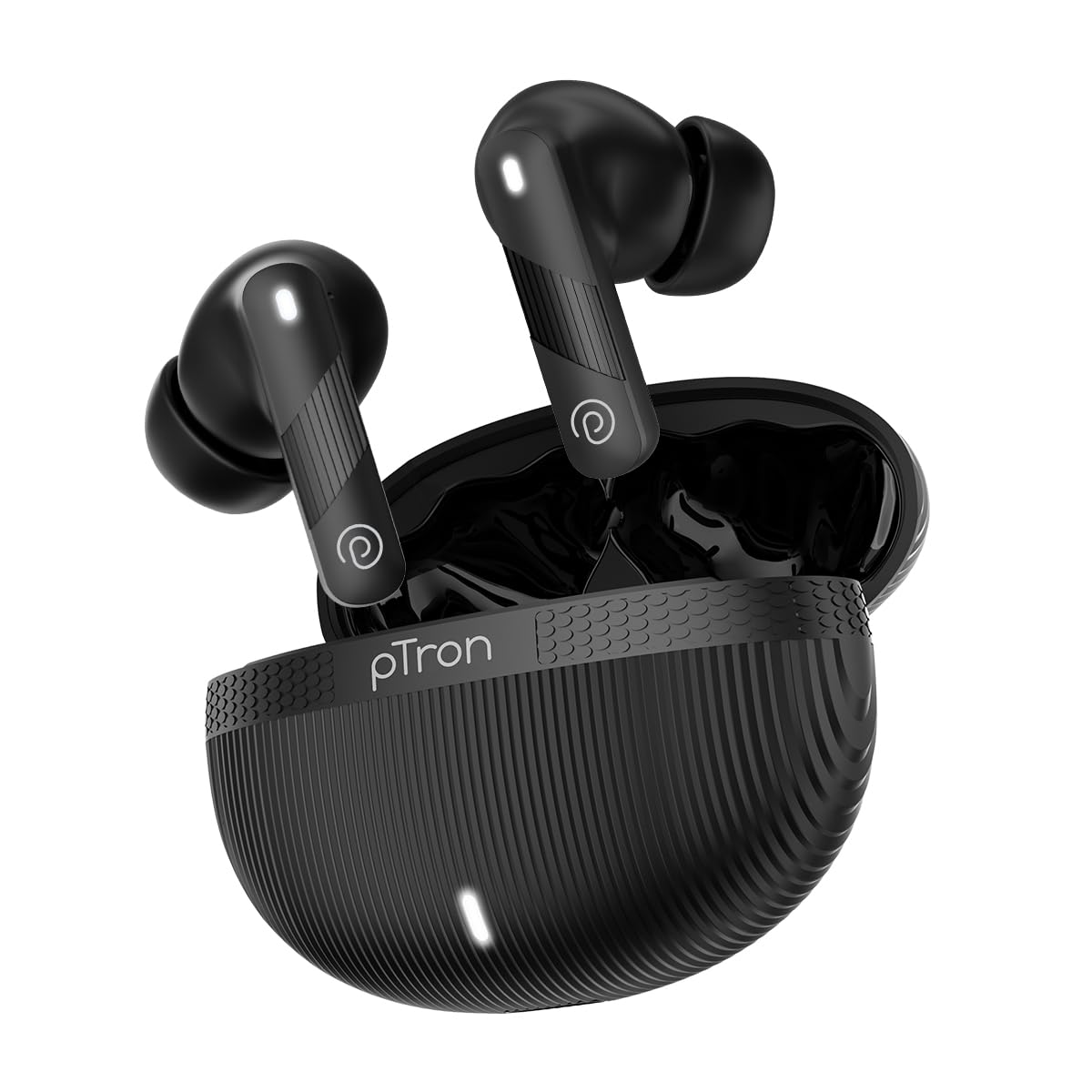 pTron Bassbuds Blaze in-Ear TWS Earbuds w/ 13mm Drivers, 50Hrs Playtime, AI-ENC Clear Calls, Bluetooth V5.4 Wireless Headphones, Touch Control, Voice Assistant, Type C Charging & IPX5 (Black & Grey)