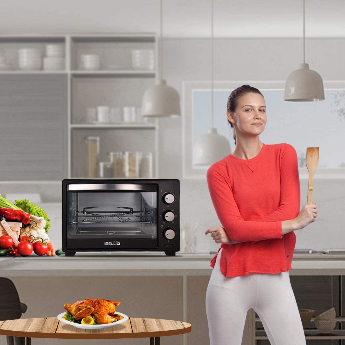 iBELL Ibleo25Lgnew 25 Liters Electric Oven Toaster Grill Otg With Rotisserie, Black, 1600 Watts