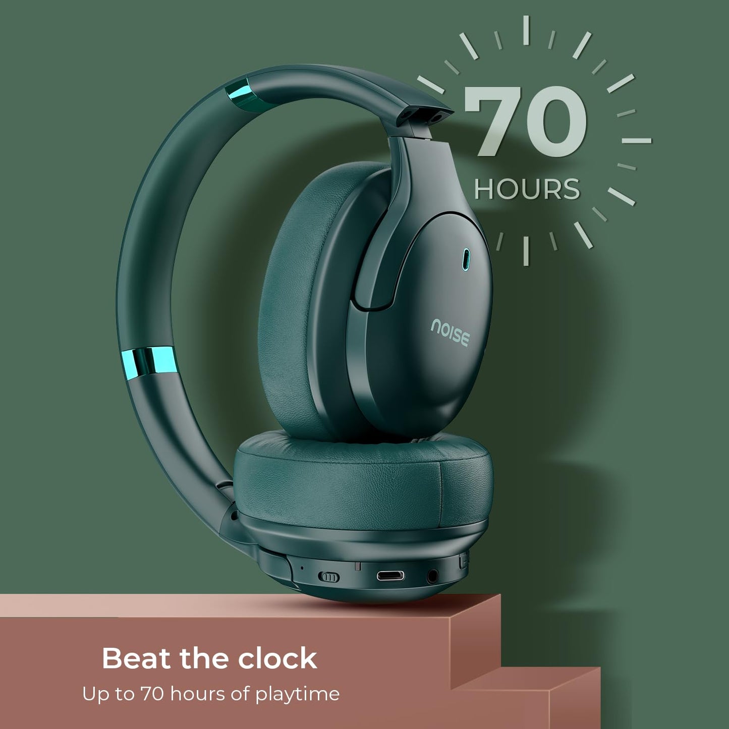 Noise Airwave Max 4 Wireless Over Ear Headphones with 70H Playtime, ENC, 40mm Driver, Low Latency(up to 40ms), Dual Pairing, BT v5.4 (Tropical Teal)