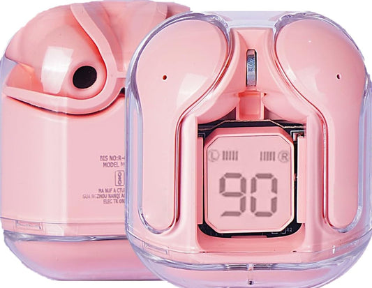 in-Ear Wireless Earbuds, Ultrapods max TWS Bluetooth Earphones with Charging Case and LED Digital Display, Microphone, Works with iPhone Android and Bluetooth Devices (Pink)