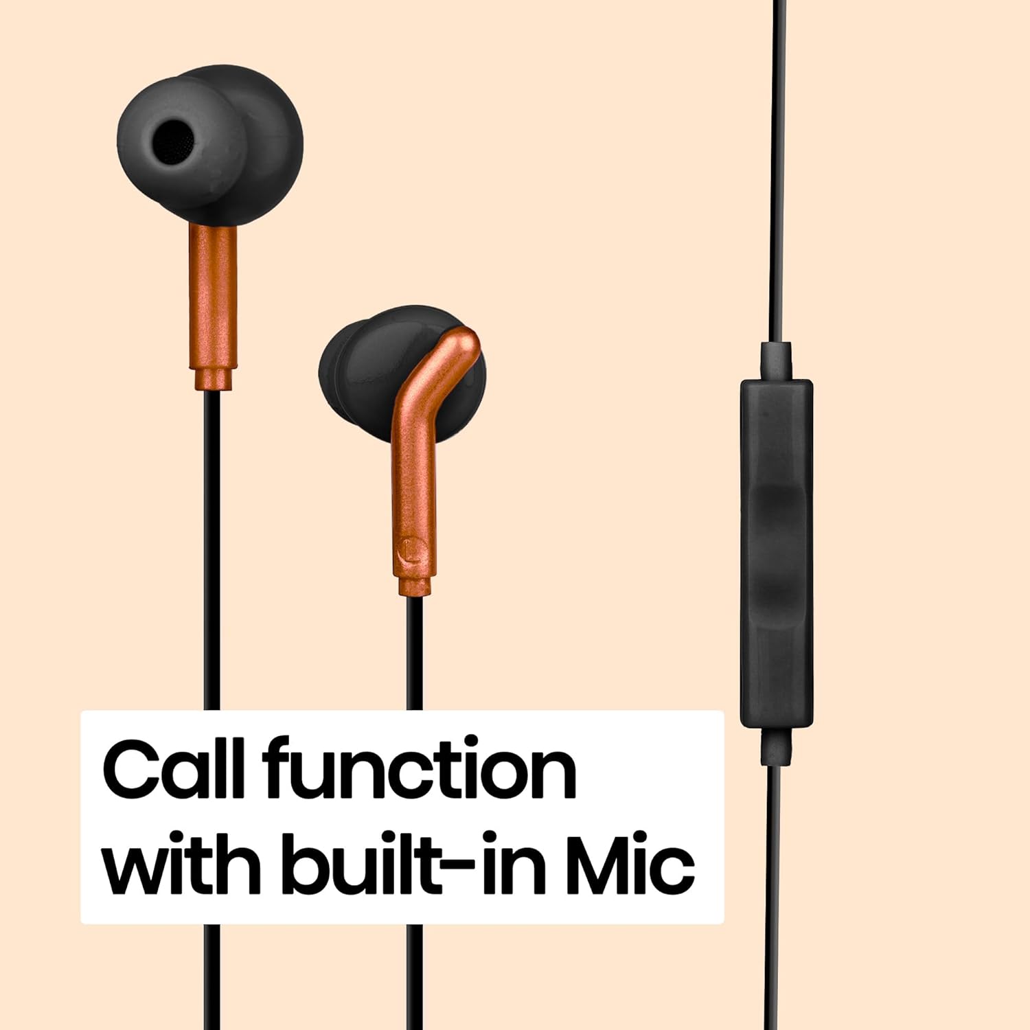 ZEBRONICS Bro 3.5Mm Wired in Ear Earphones, in-Line Mic, Deep Bass, 1.2M Strong and Long Lasting Cable, Light Weight, Compatible with Mobile | Tablet | Laptop (Orange)