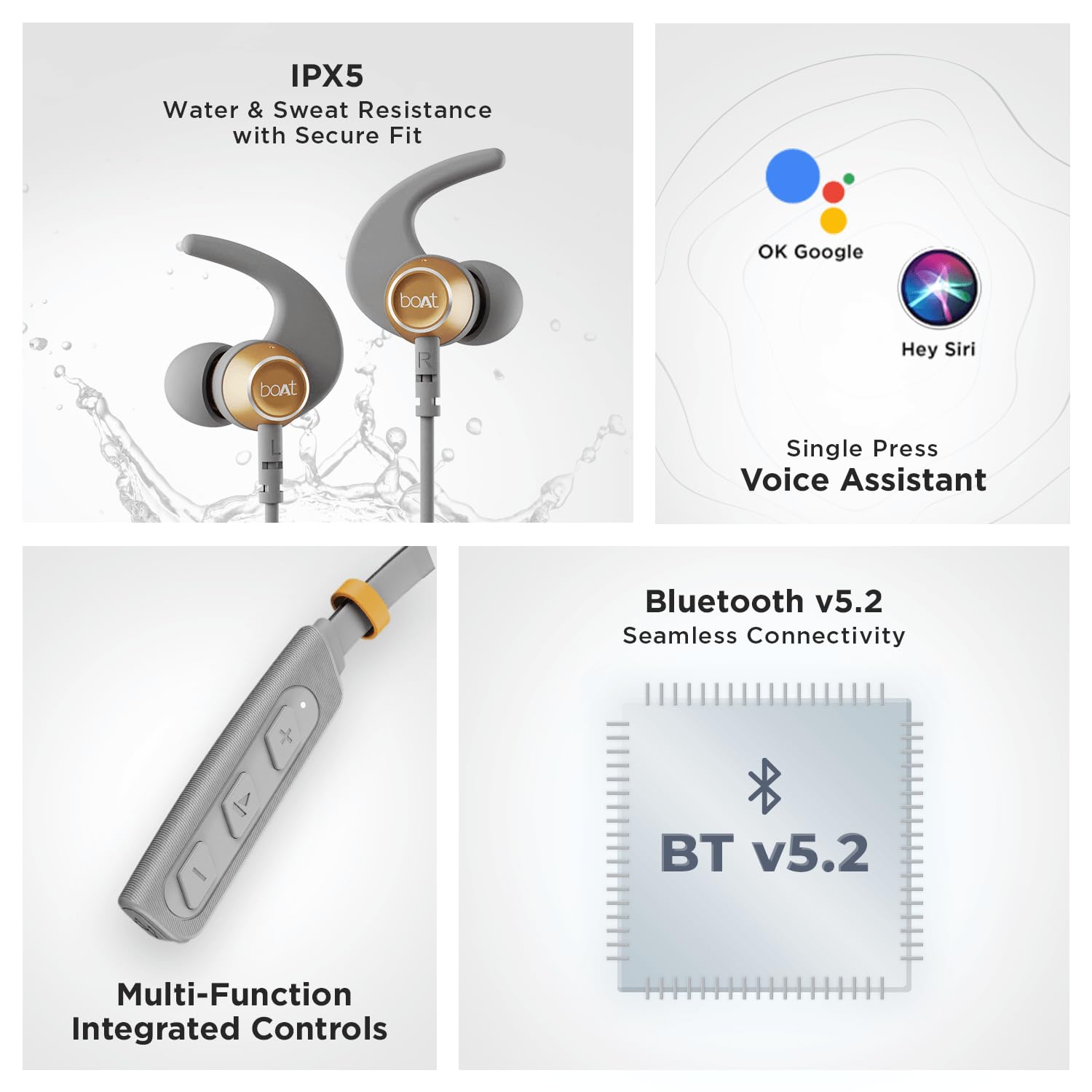 Boat Rockerz 235 Pro Wireless Bluetooth Neckband in Ear Earphone, Upto 20 hrs of Playtime, Beast Mode, Low Latency, IPX5 Water & Sweat Resistance, ENx Technology, Bluetooth v5.2(Ash Grey)