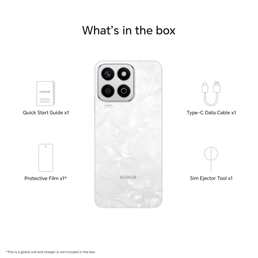 Honor X7c 5G Dual SIM | 16GB (8+8) RAM, 256GB Storage | 50MP AI Camera | 5 Star SGS Certified | IP64 Standards | 120Hz Refresh Rate | 5200mAh Battery | (Moonlight White)