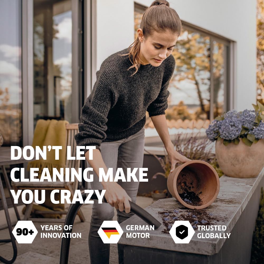 KARCHER Wd 3 V Wet & Dry Vacuum Cleaner, 23 kPa Suction Power, 17L Tank, 1000W Blower Function, Cartridge Filter & Fleece Filter Bag, for Home, Car & Furniture Cleaning, German Tech