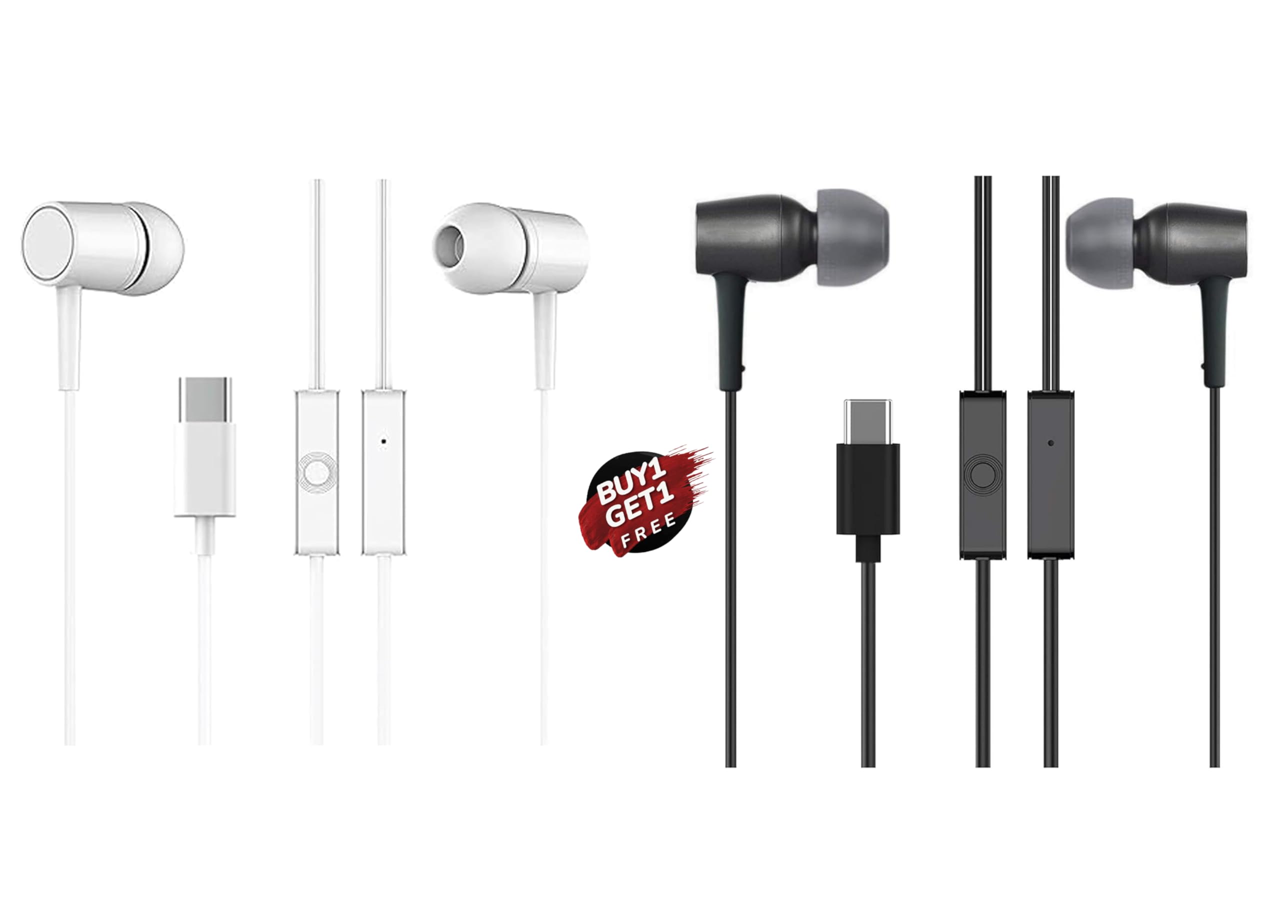 Branded Type C Headphones with Mic, in-Ear Design, 12mm Driver for Deep Bass and Clear Sound, C Type Earphones Wired, Compatible with iPhone, Android Smartphones, Tablets, and USB C Devices (White)