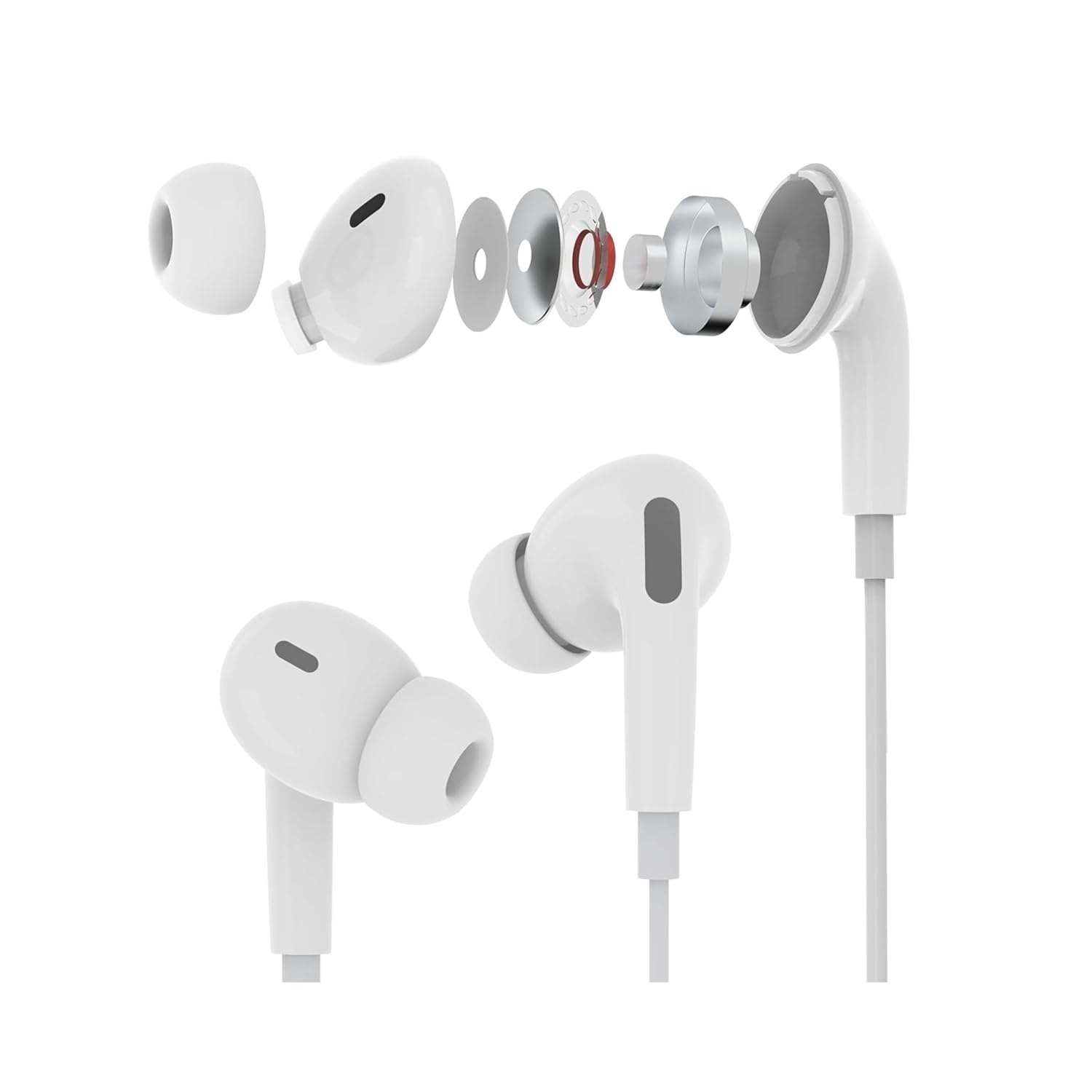 GZTouch Shot'-C PRO Type C Wired Earphone with Powerful HD Mic for Clear Sound, in-Line Volume Controller & Noise Cancellation Compatible with All Android & iOS Devices with CType Jack(White)