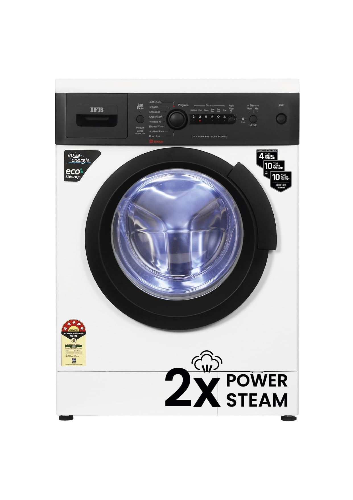 IFB 6 Kg 5 Star Powered by AI with 9 Swirl Wash, Fully Automatic Front Load Washing Machine (DIVA GXN 6010, Steam Refresh Program with Eco Inverter, Grey)