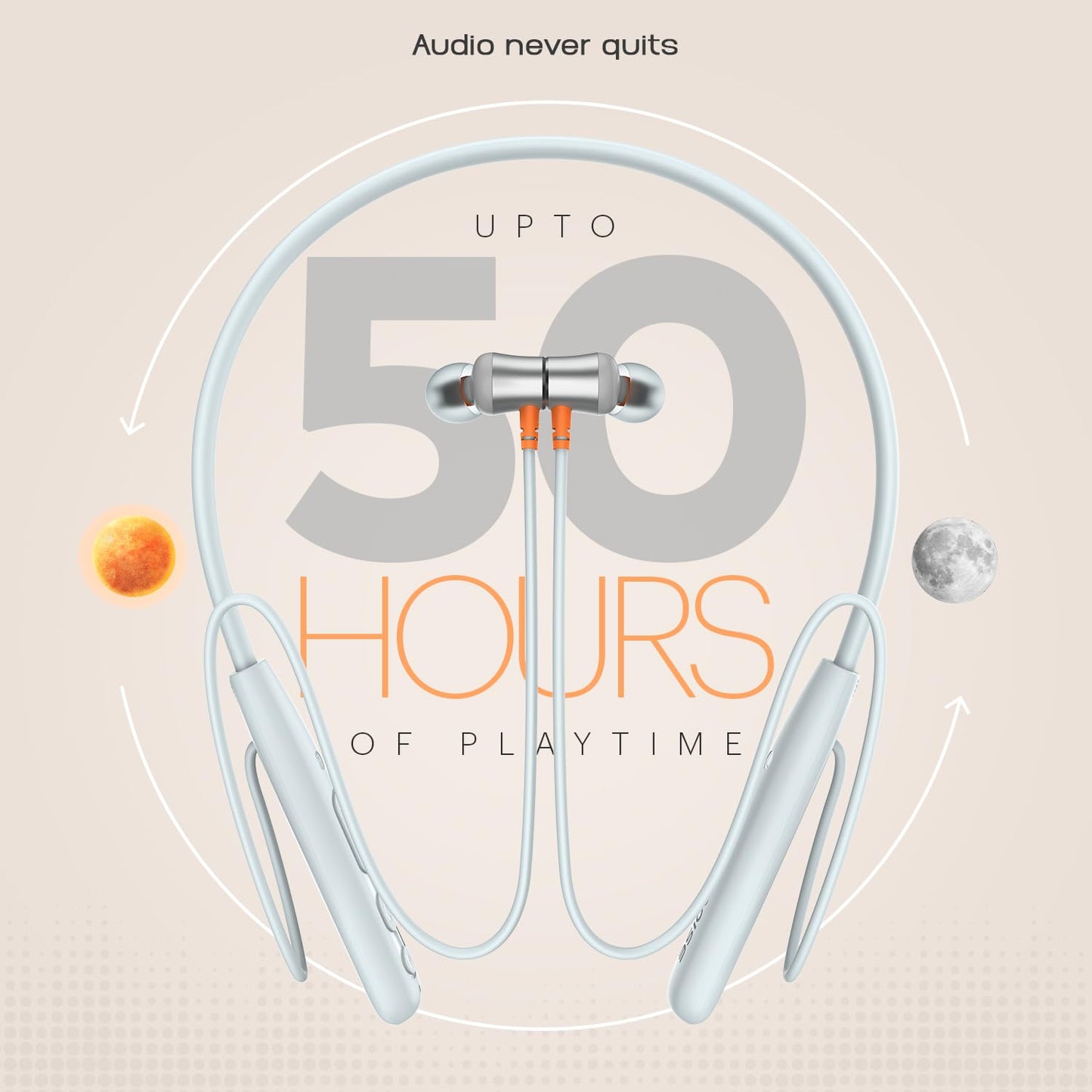 Noise Airwave Bluetooth in Ear Neckband with 50H of Playtime, 3 EQ Modes, ENC for Calling, Low Latency(Upto 50ms), 10mm Driver, BT v5.3(Ice Blue)