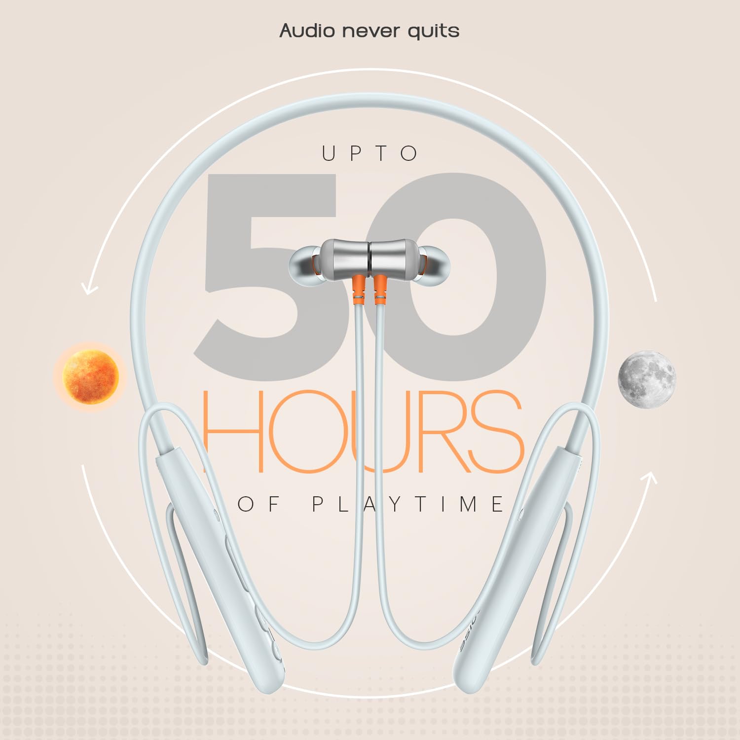 Noise Airwave Bluetooth in Ear Neckband with 50H of Playtime, 3 EQ Modes, ENC for Calling, Low Latency(Upto 50ms), 10mm Driver, BT v5.3(Ice Blue)