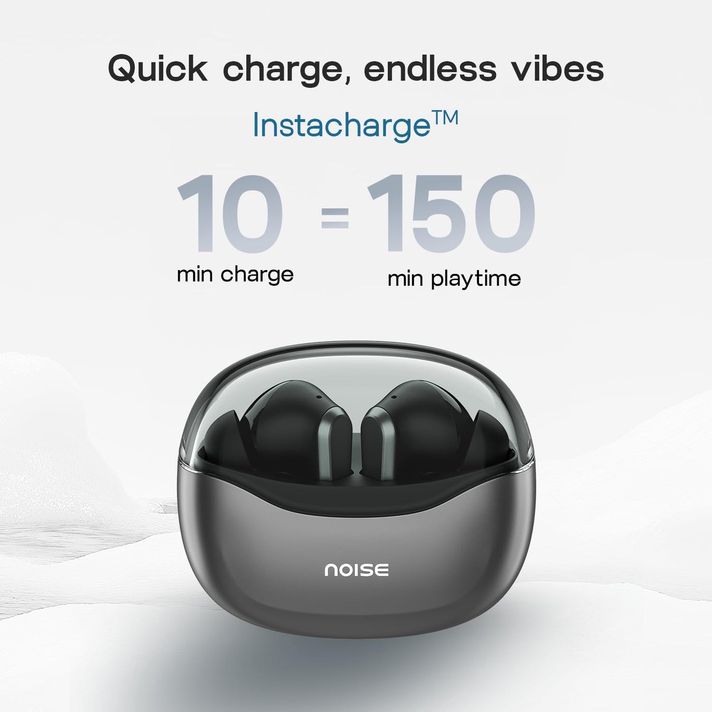 Noise Buds VS601 in-Ear Truly Wireless Earbuds with 50H of Playtime, Transparent case lid, Quad mic ENC, Dual Device Pairing, 10mm Driver, BT v5.3 (Graphite Black)