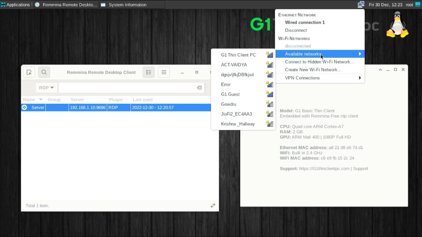 G1 Thin Pcs | Integrated With Remmina Client | Vnc Viewer | Ssh | Wifi Thin Client | Quad Core Cpu, 2 Gb Ram| Connect To Windows, Ubuntu, Centos Over Rdp - Black, Amd