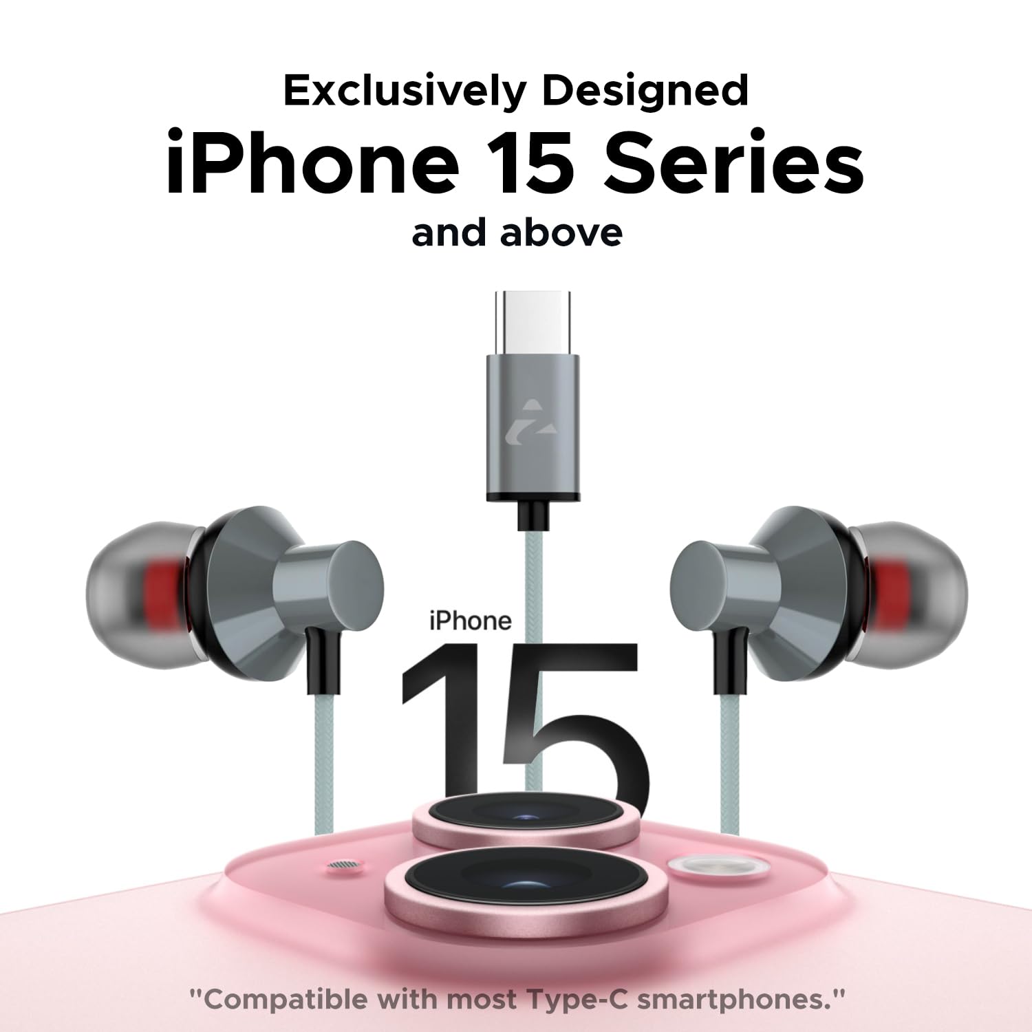 NEOPLAY Flex C Pro USB-C Earphones with Mic | Made in India | Wired Type-C Earbuds for iPhone 15 & Above, Android | Volume Control | Balanced & Crisp Sound | 13mm Driver | Comfortable Fit