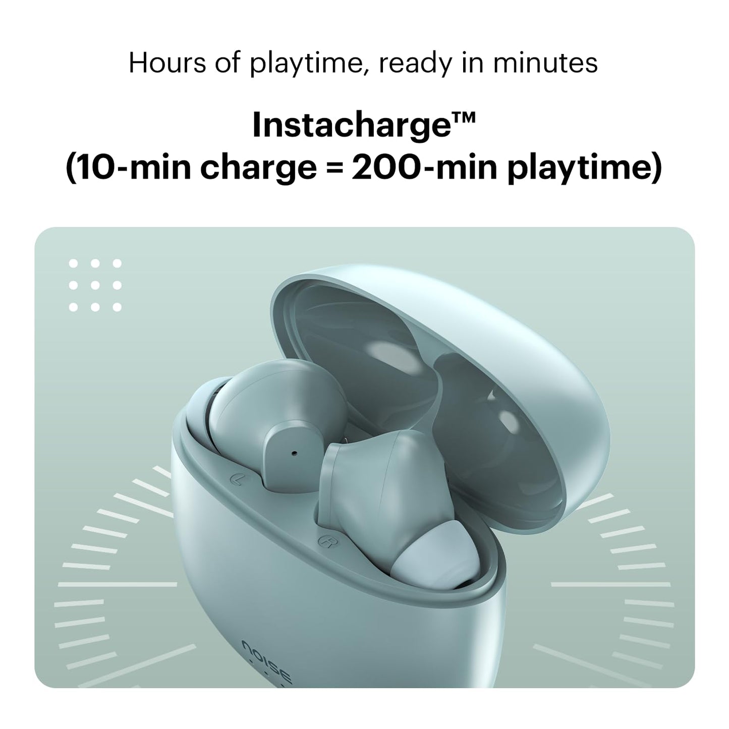 Noise Earbuds VS104 Truly Wireless Earbuds with 45H of Playtime, Quad Mic with ENC, Instacharge(10 Min=200 Min), 13Mm Driver, Low Latency, BT V5.2 (Mint Green)