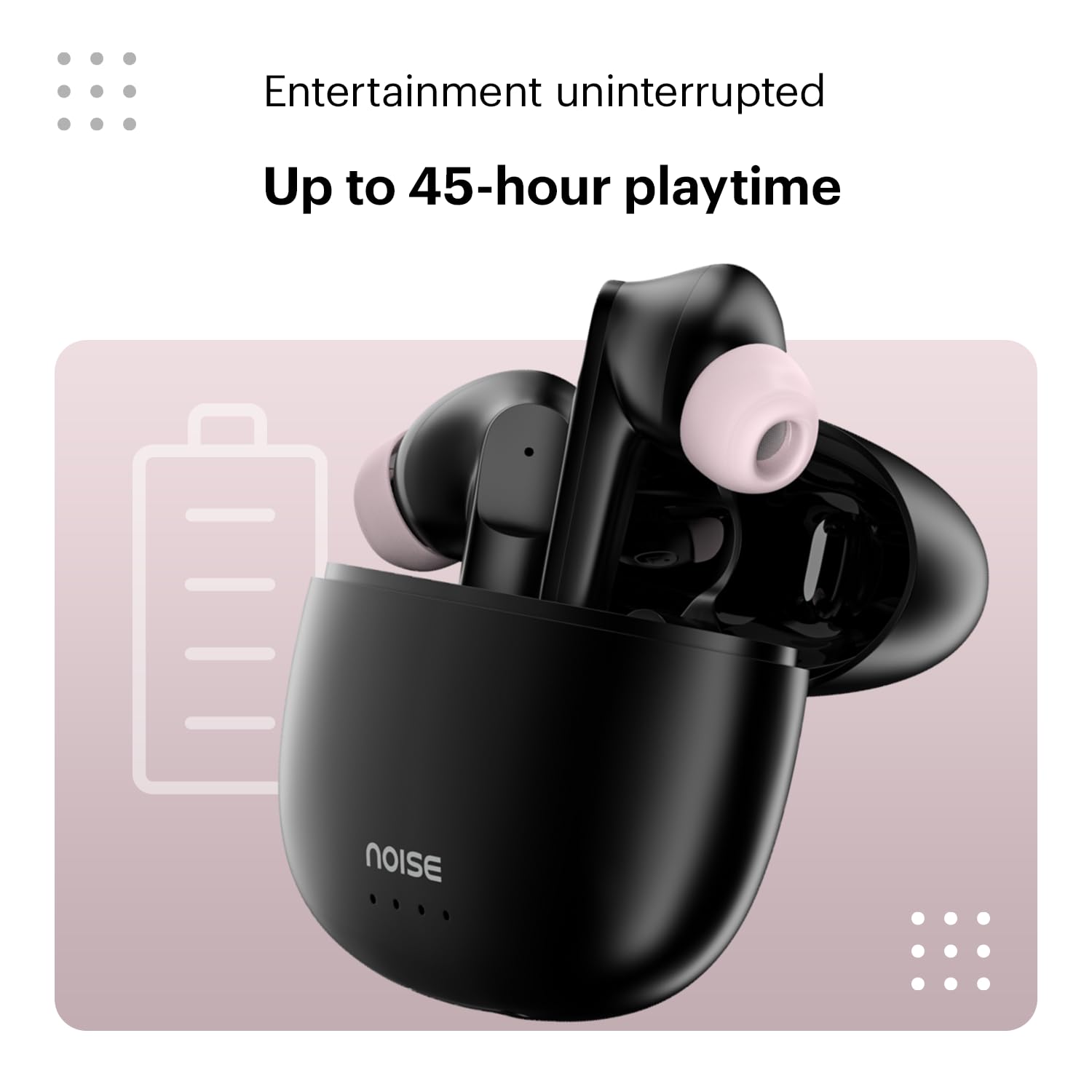 Noise Earbuds VS104 Truly Wireless Earbuds with 45H of Playtime, Quad Mic with ENC, Instacharge(10 Min=200 Min), 13Mm Driver, Low Latency, BT V5.2 (Charcoal Black)