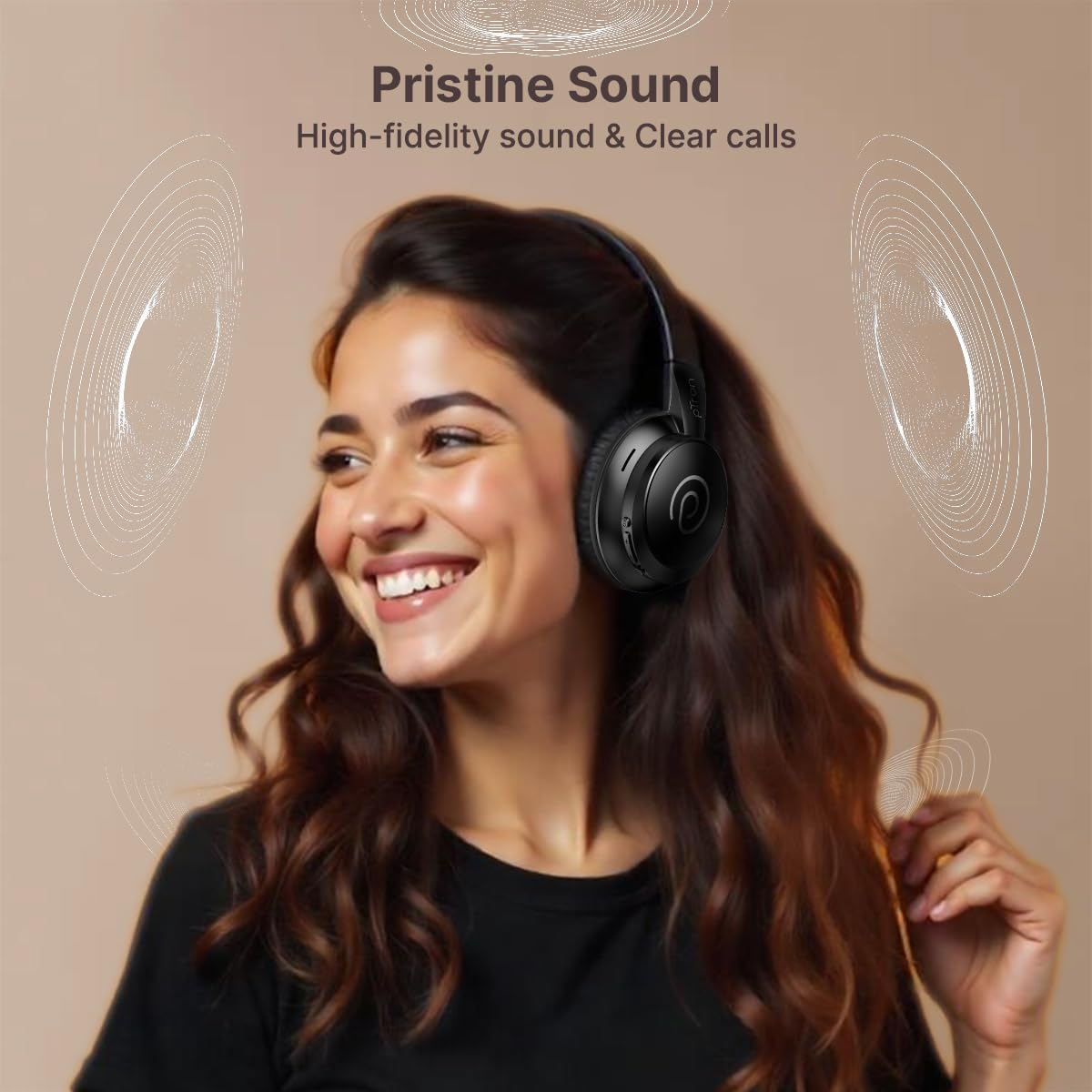 pTron Studio Evo 70hrs Playtime Wireless Over Ear Headphones with HD Mic, Low-Latency Game/Movie/Music Modes, Punchy Bass, BT5.3, Dual Device Pairing, Voice Assistant & Type-C Fast Charging (Black)