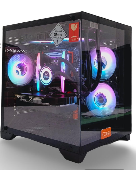 CHIST Gaming Desktop PC, AMD Ryzen 5 5500, 32GB DDR4, 1TB Nvme SSD, RTX 3050 6GB, Liquid Cooling With RGB Fans Wi-FI Bluetooth,Windows 11 Pro.