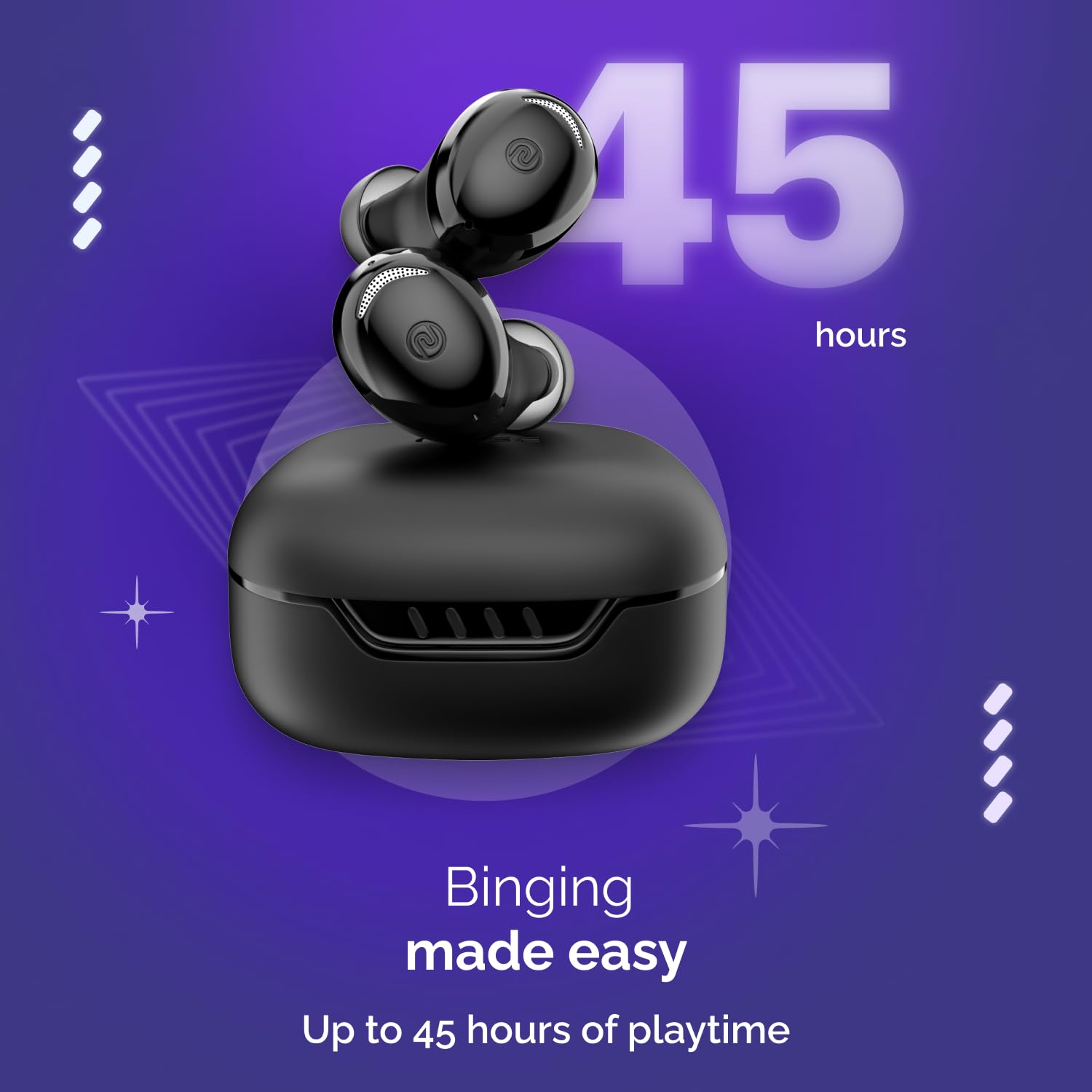 Noise Buds Trance in-Ear Truly Wireless Earbuds with 45H of Playtime, Low Latency(up to 40 ms), Instacharge(10 min=200 min), BT v5.3(Jet Black)