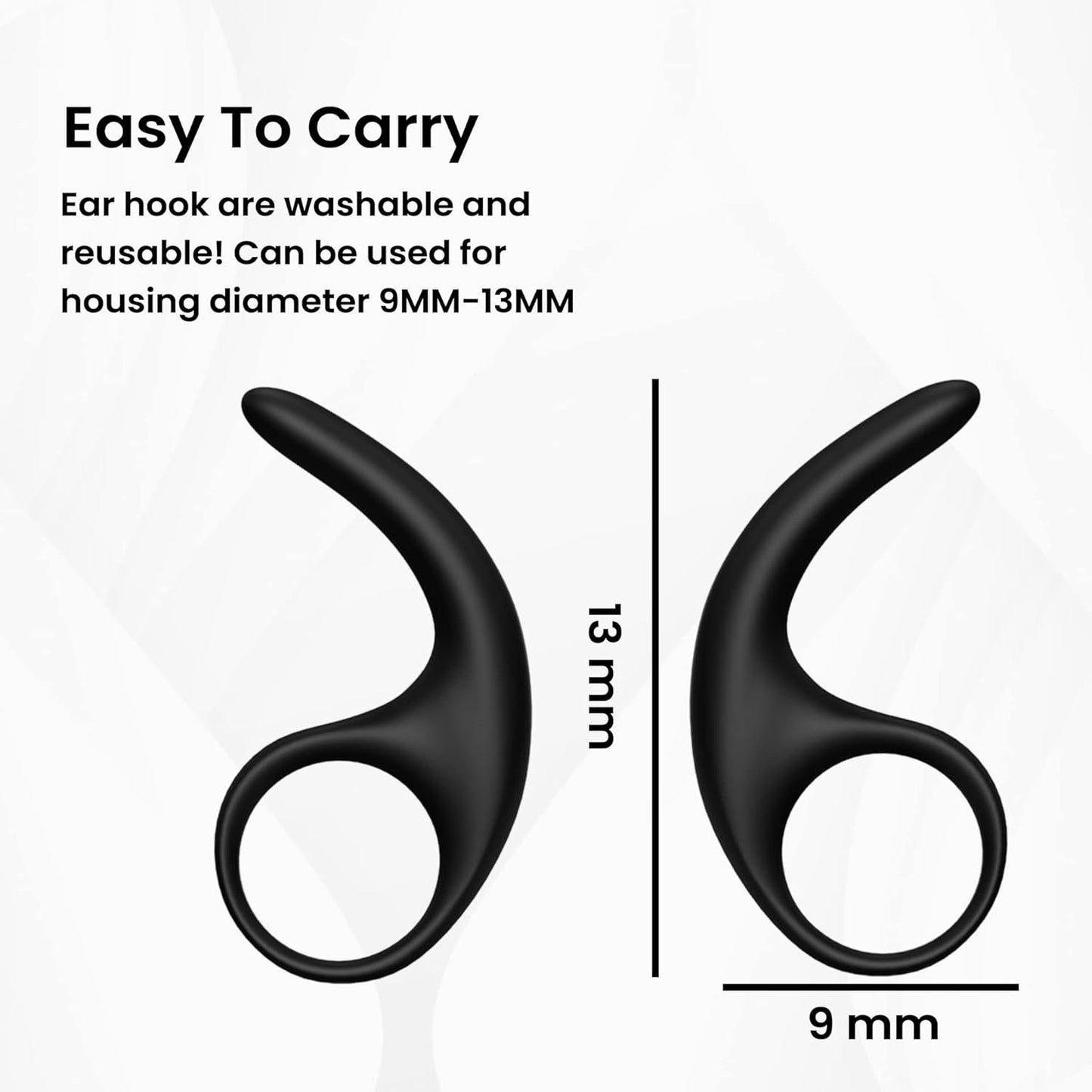 Lapster Anti-Slip Silicone Ear Buds 4Pieces Silicone Earphone Ear Hooks Plugs for in-Ear Neckband 9MM-13MM Black