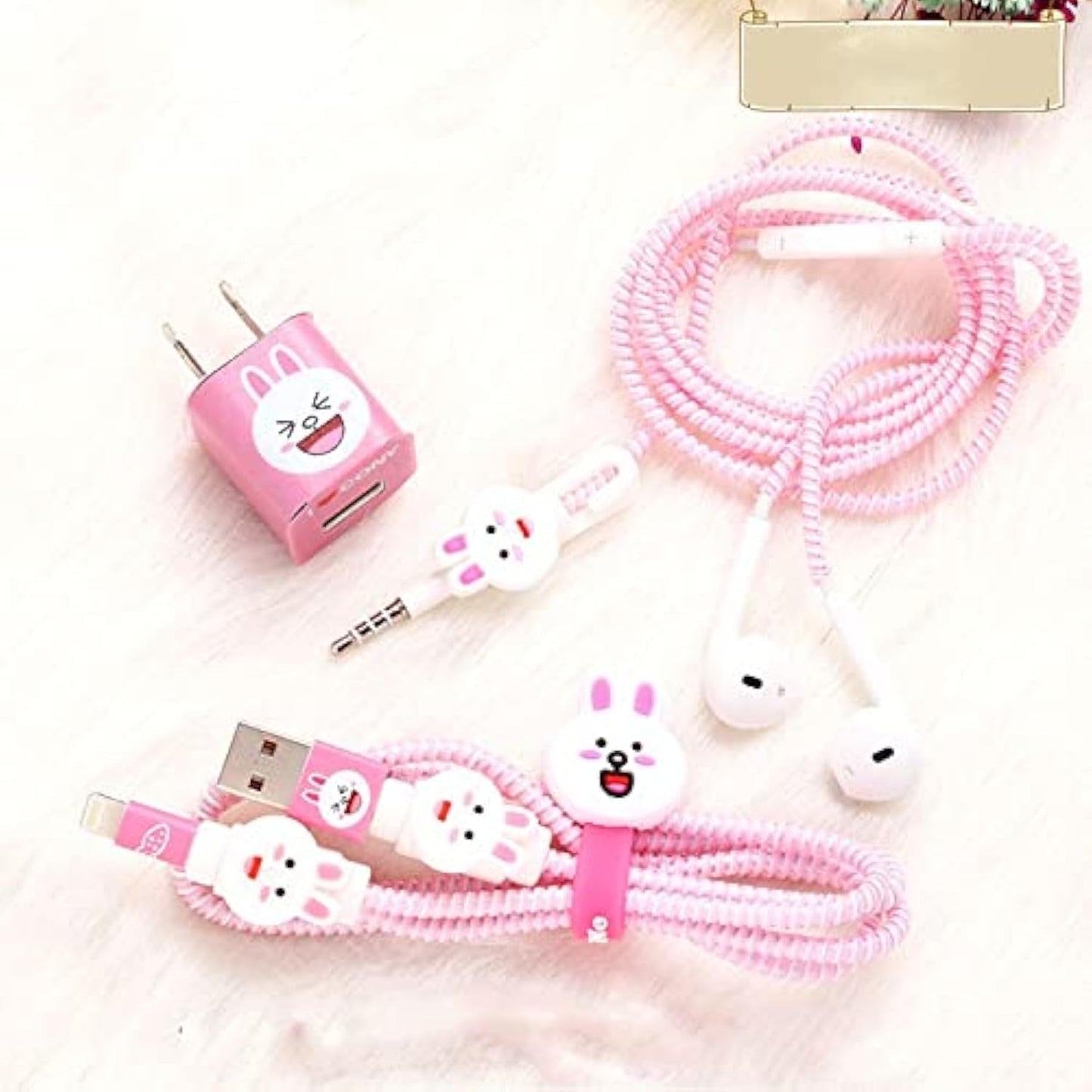 Careflection 6-in-1 Multi Combo Spiral USB Cable Protectors + Earphones Winder + Sticker + Cable Clips + Earphone Jack Clip (Captain America)