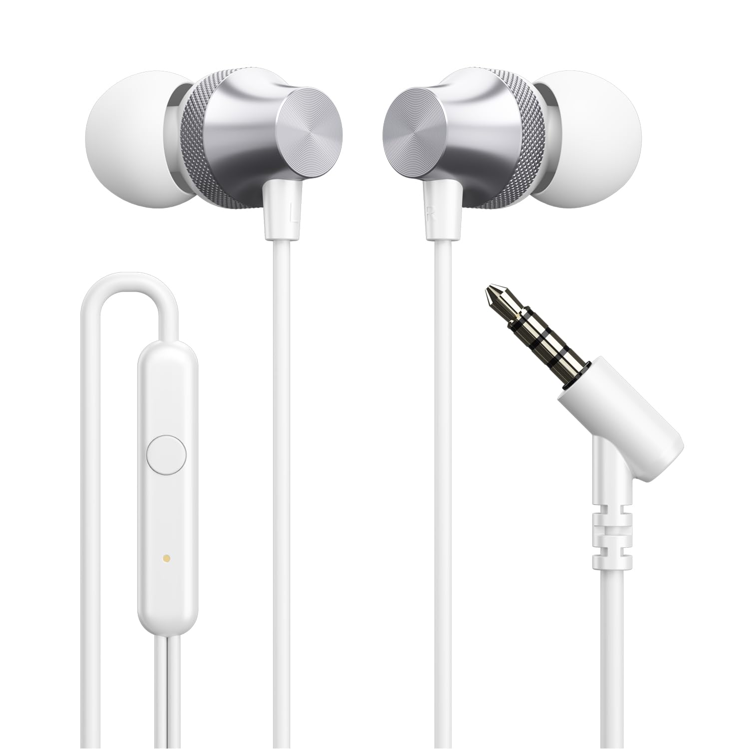 Portronics Conch Beat C in Ear Wired Earphones with Mic, Type C Audio Jack, 10mm Driver, 1.2m TPE Anti Tangle Wire, in line Mic Controls, Powerful Audio, Metal Alloy Body, Wide Compatibility(Silver)