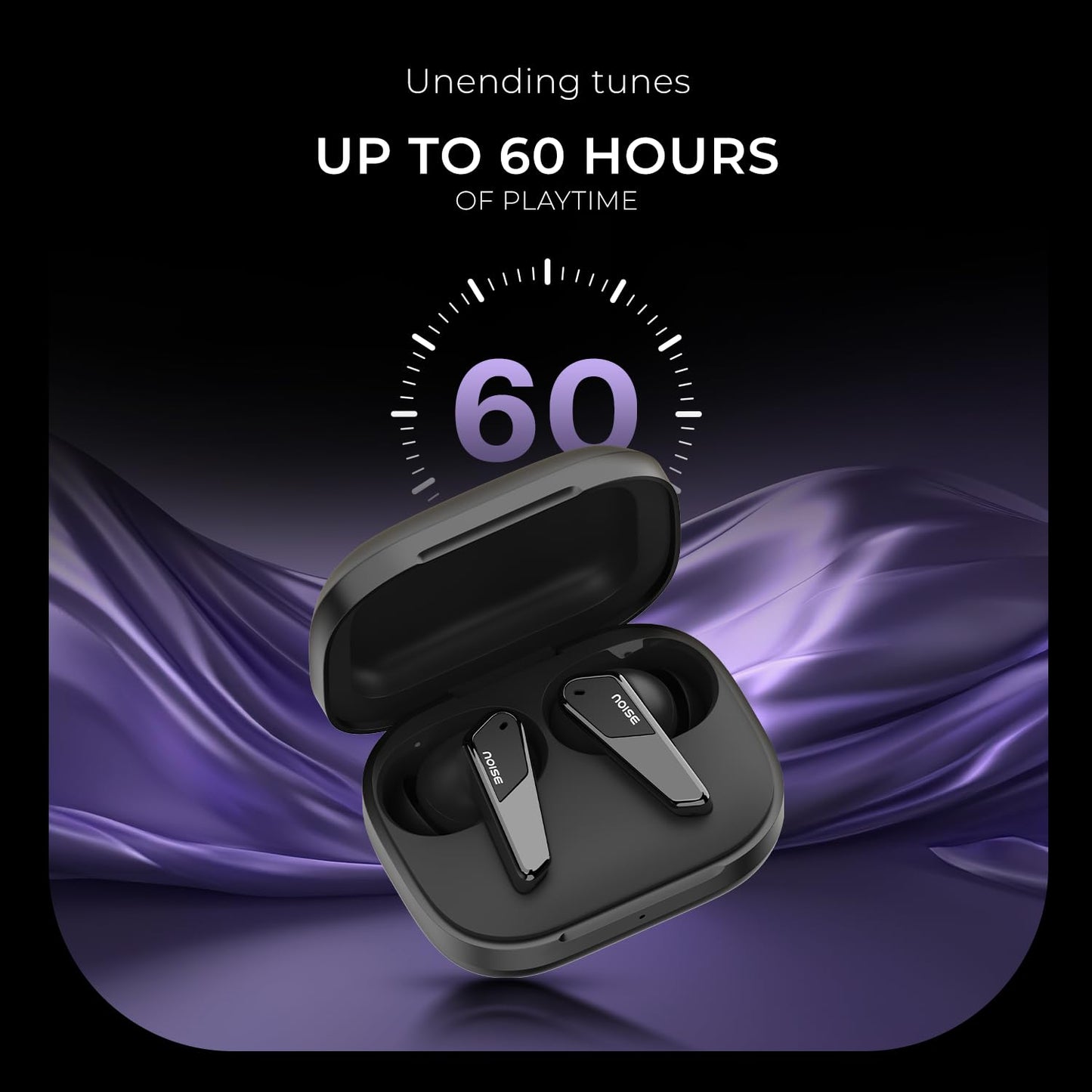 Noise Earbuds N1 Pro Truly Wireless Earbuds with Metallic Finish, ANC(Upto 30Db), 60H of Playtime, Dual Pairing, Instacharge(10 Min=200 Min), BT V5.3(Chrome Black)