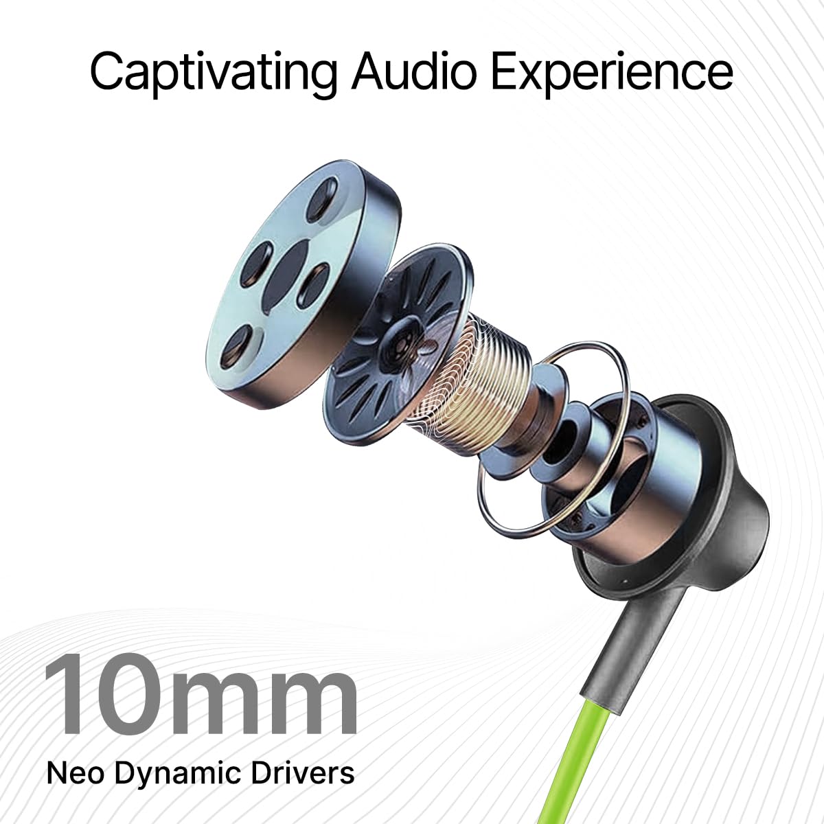 pTron Tangentbeat in Ear Bluetooth 5.0 Wireless Headphones, Deep Bass, 18H Playtime, Clear Calls, Dual Device Pairing Wireless Neckband, Fast Charging, Voice Assistant & IPX4 (Green/Grey)