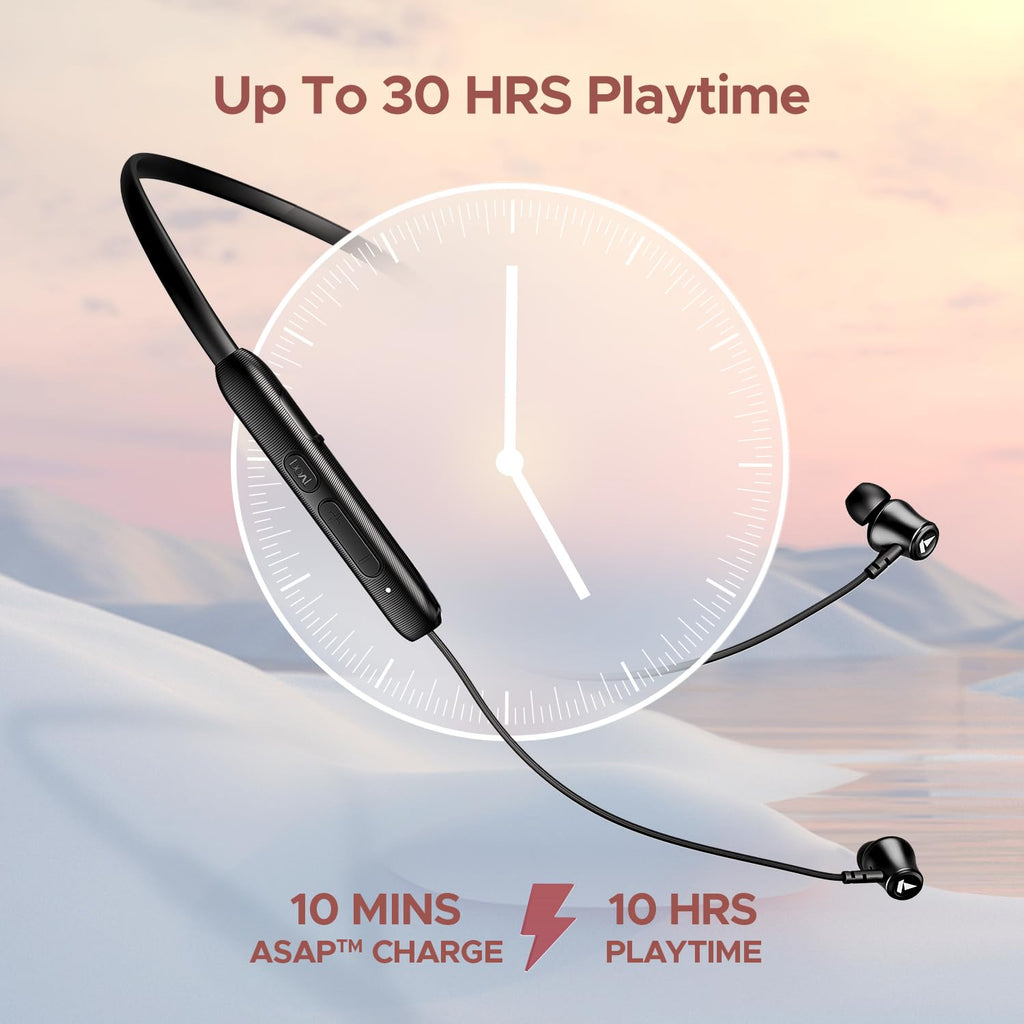 boAt Rockerz 245 v2 Pro, 30HRS Battery, ENx Tech, Fast Charge, Low Latency, Dual Pairing, Magnetic Ear Buds, IPX5, Type-C Interface, Bluetooth Neckband with Mic in Ear Earphones (Active Black)