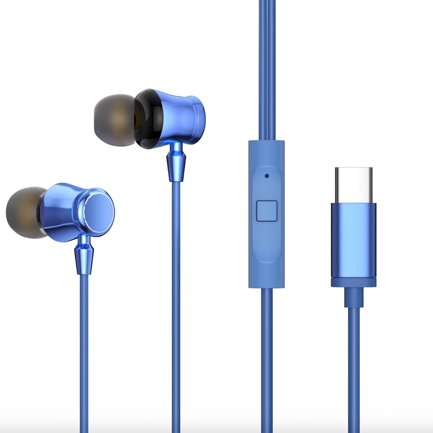 GEARZTOUCH OASI'S inEar TypeC Earphone, in-Line Volume Controller & Powerful HD Mic, Clear Sound, Noise Isolation Compatible with Oneplus, Samsung, Oppo, Vivo, Redmi Having only TypeC Port (Blue)