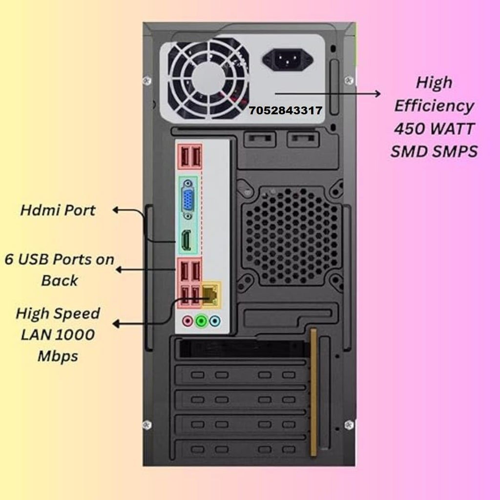 Techsupport Assembled Gaming Desktop CPU with Core-i5 3470 Generation 3.20Ghz II 4GB Ram DDR3 II 128GB SSD II HDMI VGA Ports Win10 Pro II MS Office II WiFi || Black