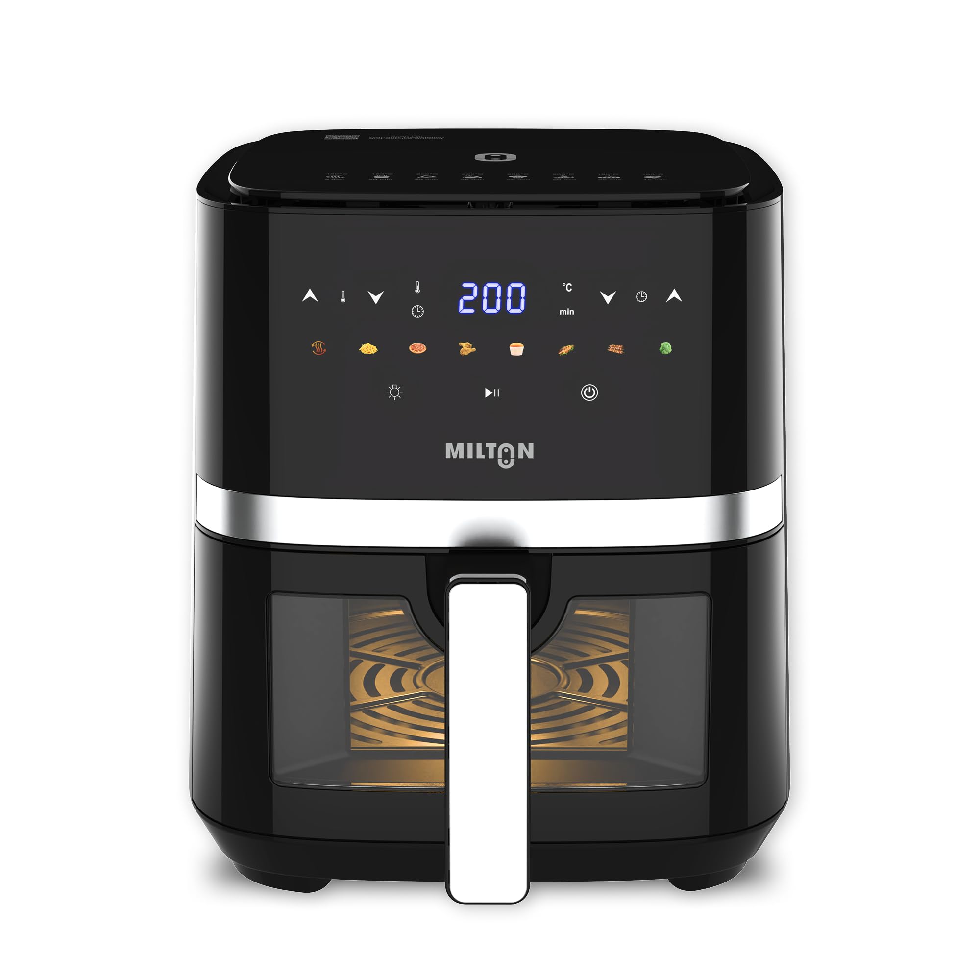 Milton 10L OTG Oven Toaster Griller for Kitchen | 800W | Royal Black Finish | Auto Shut-Off | 250°C Thermostat | Timer, Bell & Tempered Glass | Easy to Clean | Includes Grill Rack & Baking Tray