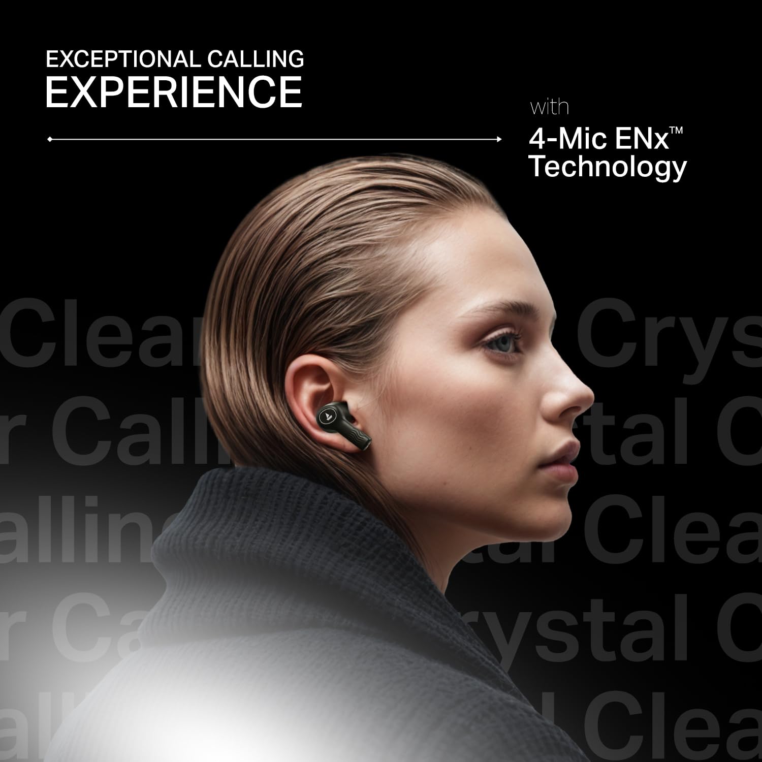 boAt Nirvana Crystl (2025 Launch), Transparent Case,Spatial Audio, ANC(~32dB), 100Hrs Battery,4Mics ENx,App Support, Bluetooth Earbuds, TWS Ear Buds Wireless Earphones with mic (Quantum Black)