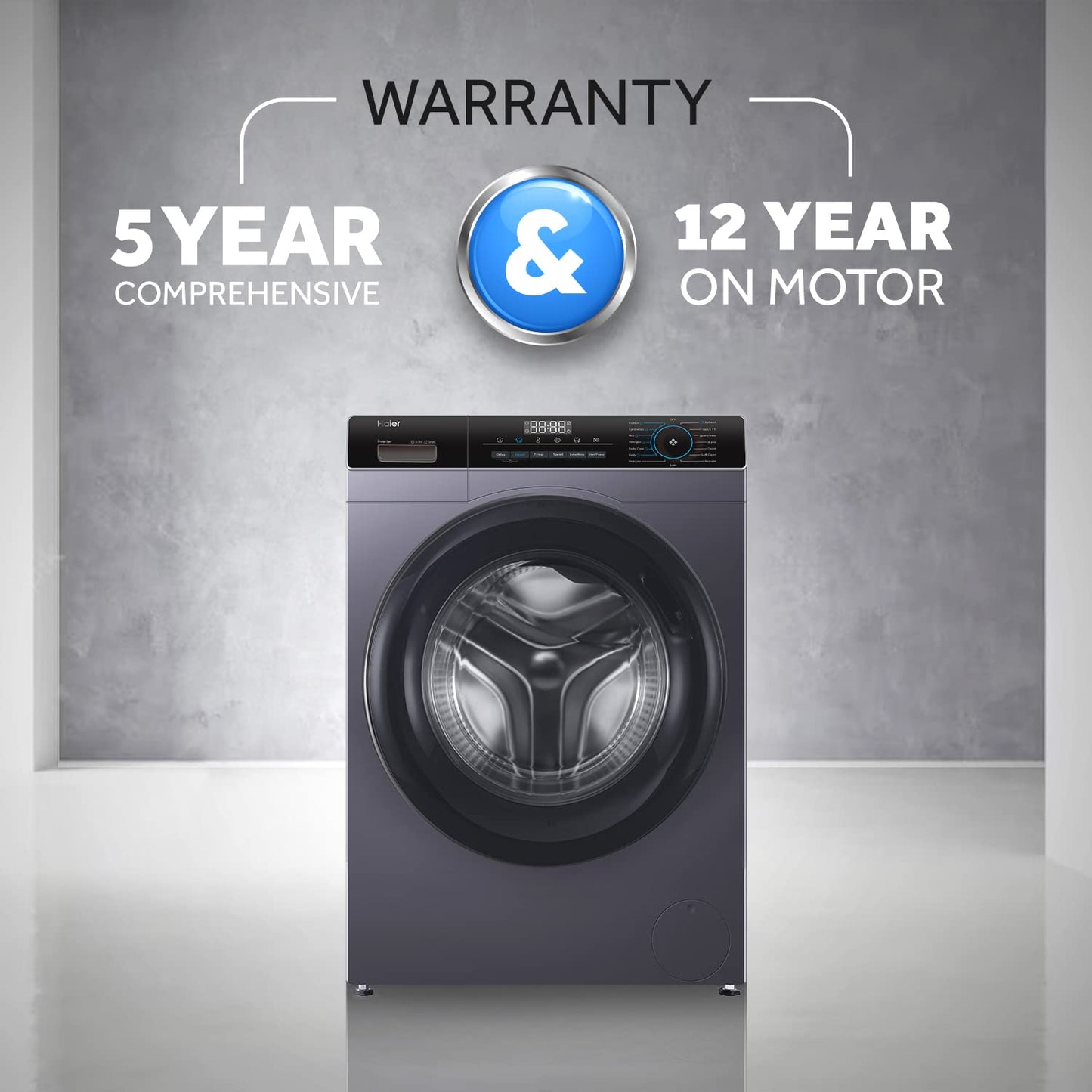 Haier 7 Kg 5 Star Inverter Direct Motion Motor Fully Automatic Front Load Washing Machine (HW70-IM12929S6, 525 Super Drum, Puri Steam, Starry Silver)