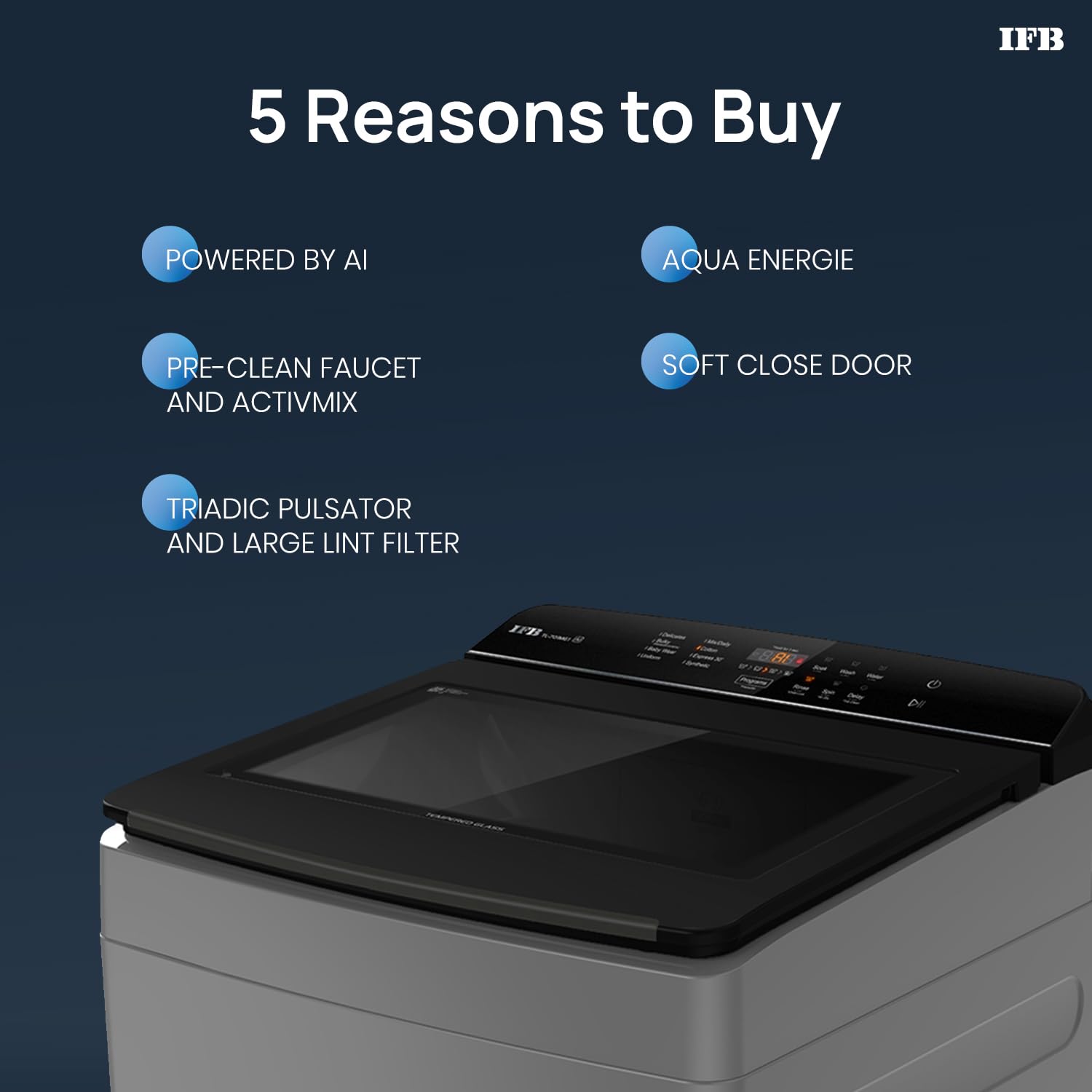 IFB 7 Kg 5 Star with Deep Clean® Technology, AI Powered, Fully Automatic Top Load Washing Machine (TL701MG1, ActivMix, Aqua Energie, Med Grey)
