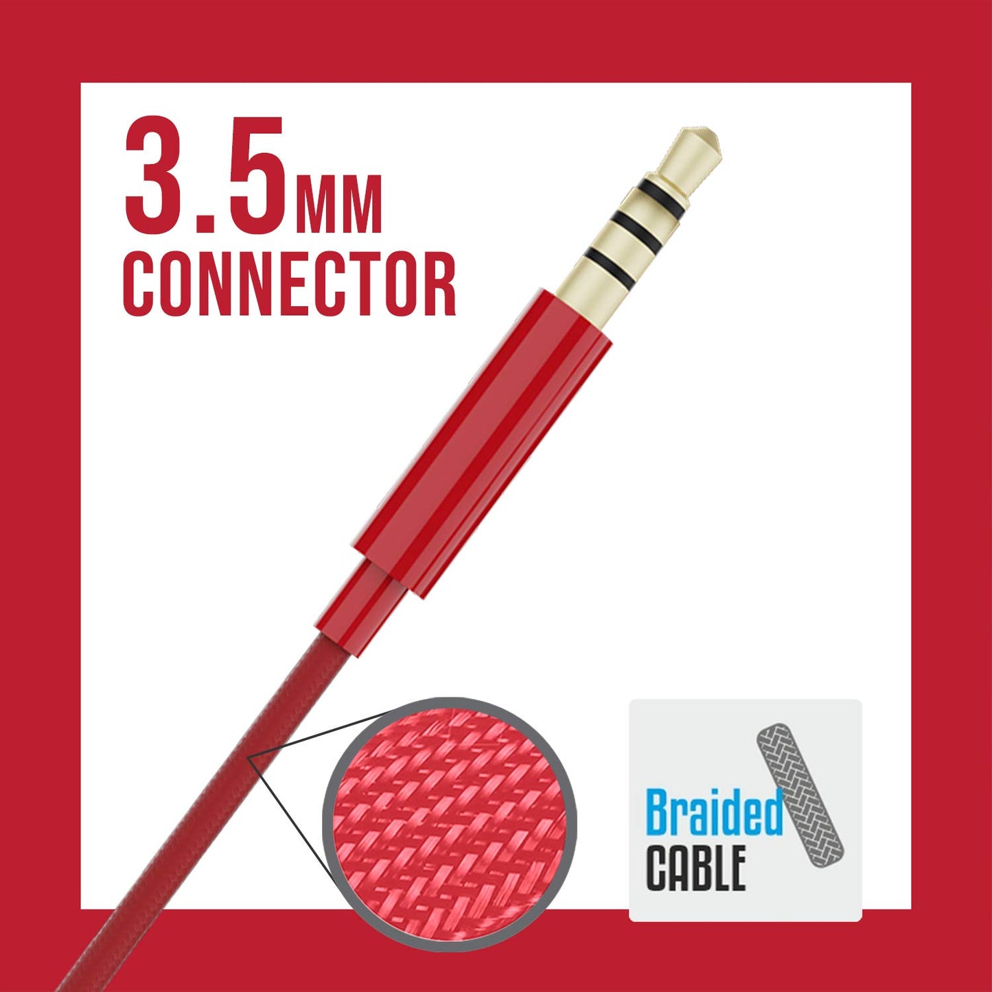 ZEBRONICS Zeb Buds 20 in Ear 3.5mm Wired Stereo Earphones with Mic, 1.2 Metre Cable, 14mm Drivers, in Line Mic & Volume Controller (Red)