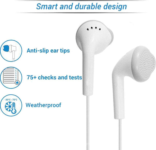 Vismay 3.5 Mm Jack Wired In Ear Earphones With Mic Compatible With Samsung Smartphones Sound & Bass (White-S1Bb)