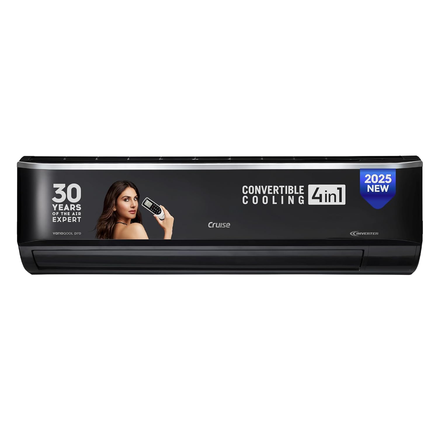 Cruise Limited Edition 1.5 Ton 3 Star Black Inverter Split AC (5200W, Copper, Heavy Duty, 4-in-1 Convertible Cooling, 4-Way Swing, PM 2.5 Filter, Anti-Rust Tech, CWCVBL-VP3F183BL, Piano Black)