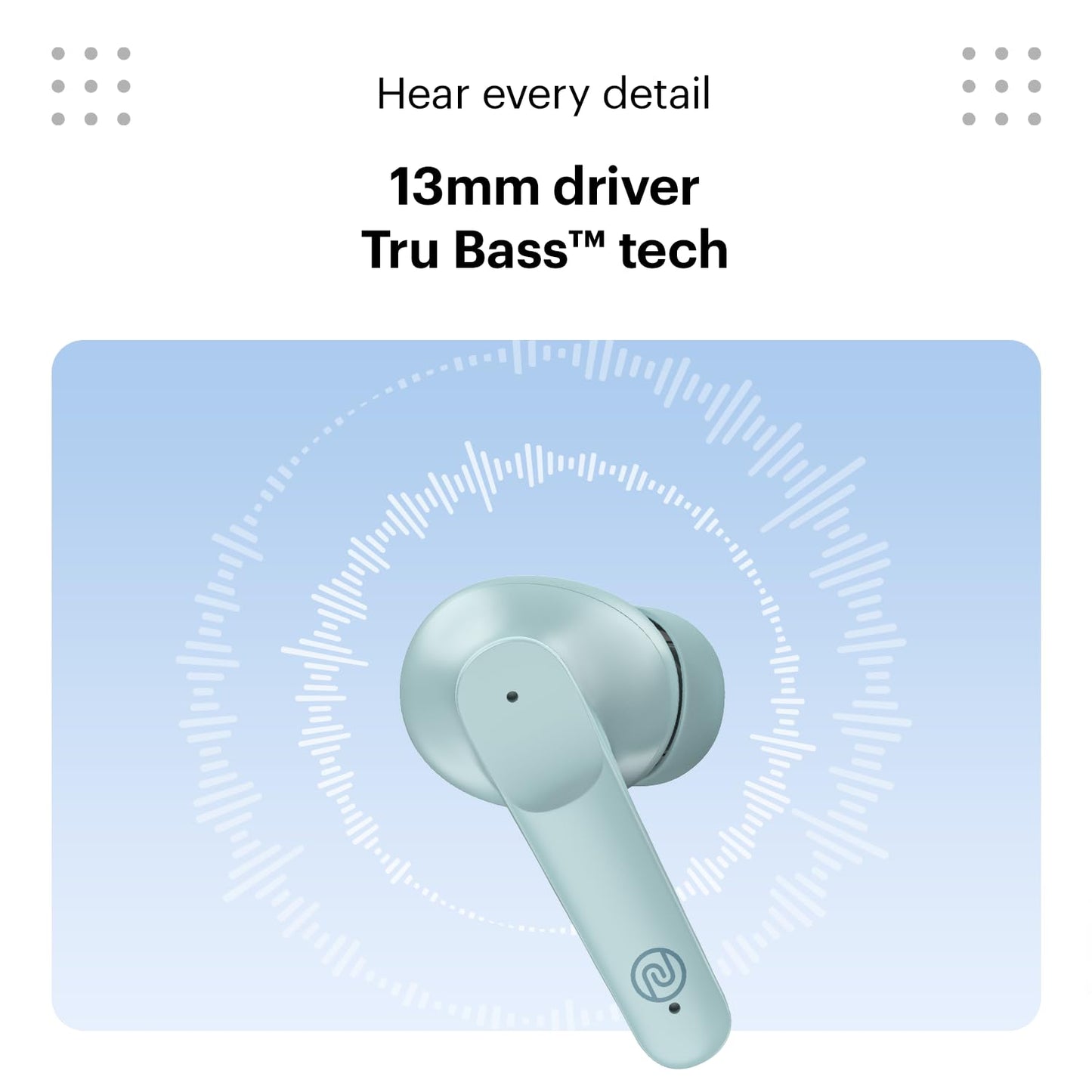 Noise Earbuds VS104 Truly Wireless Earbuds with 45H of Playtime, Quad Mic with ENC, Instacharge(10 Min=200 Min), 13Mm Driver, Low Latency, BT V5.2 (Mint Green)