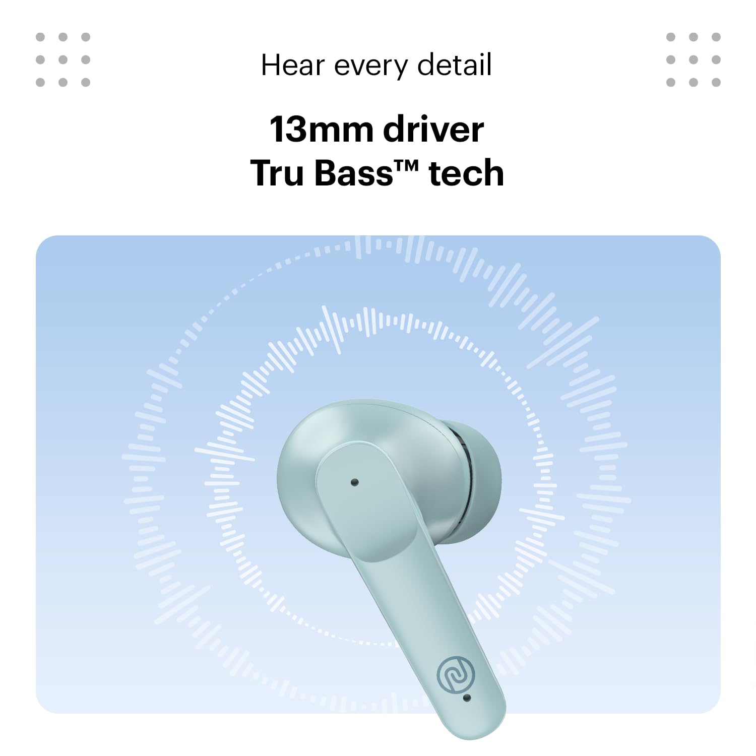Noise Earbuds VS104 Truly Wireless Earbuds with 45H of Playtime, Quad Mic with ENC, Instacharge(10 Min=200 Min), 13Mm Driver, Low Latency, BT V5.2 (Mint Green)
