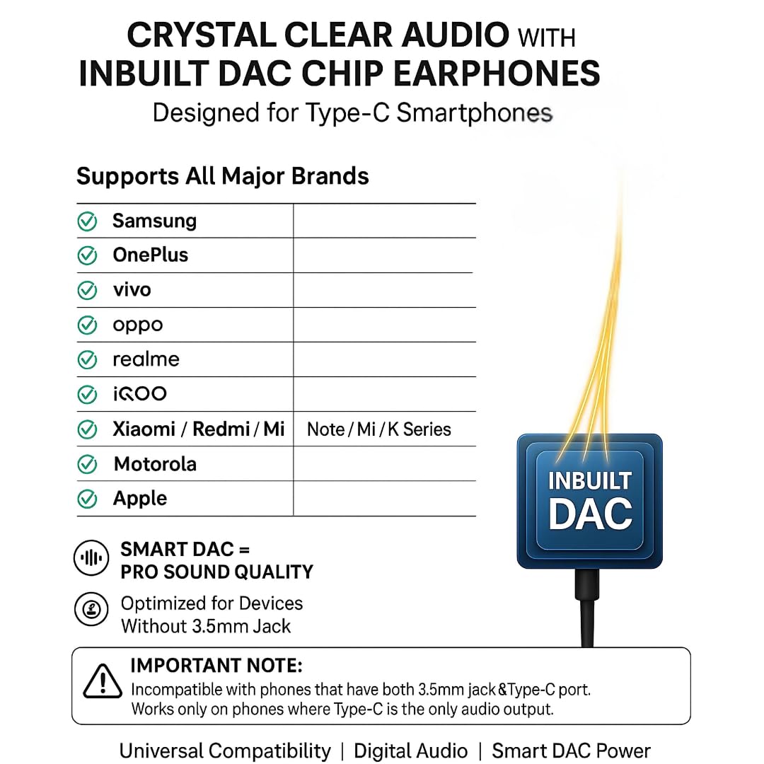 Modorwy SonicFlow Original USB-C Headphone | 14.2mm Drivers Surround Sound | DAC Chip-100% Support | in-Line Mic Type C Headphone |Compatible with i15, i16,Flip,Fold,S Series,1+ & Others(Light Blue)