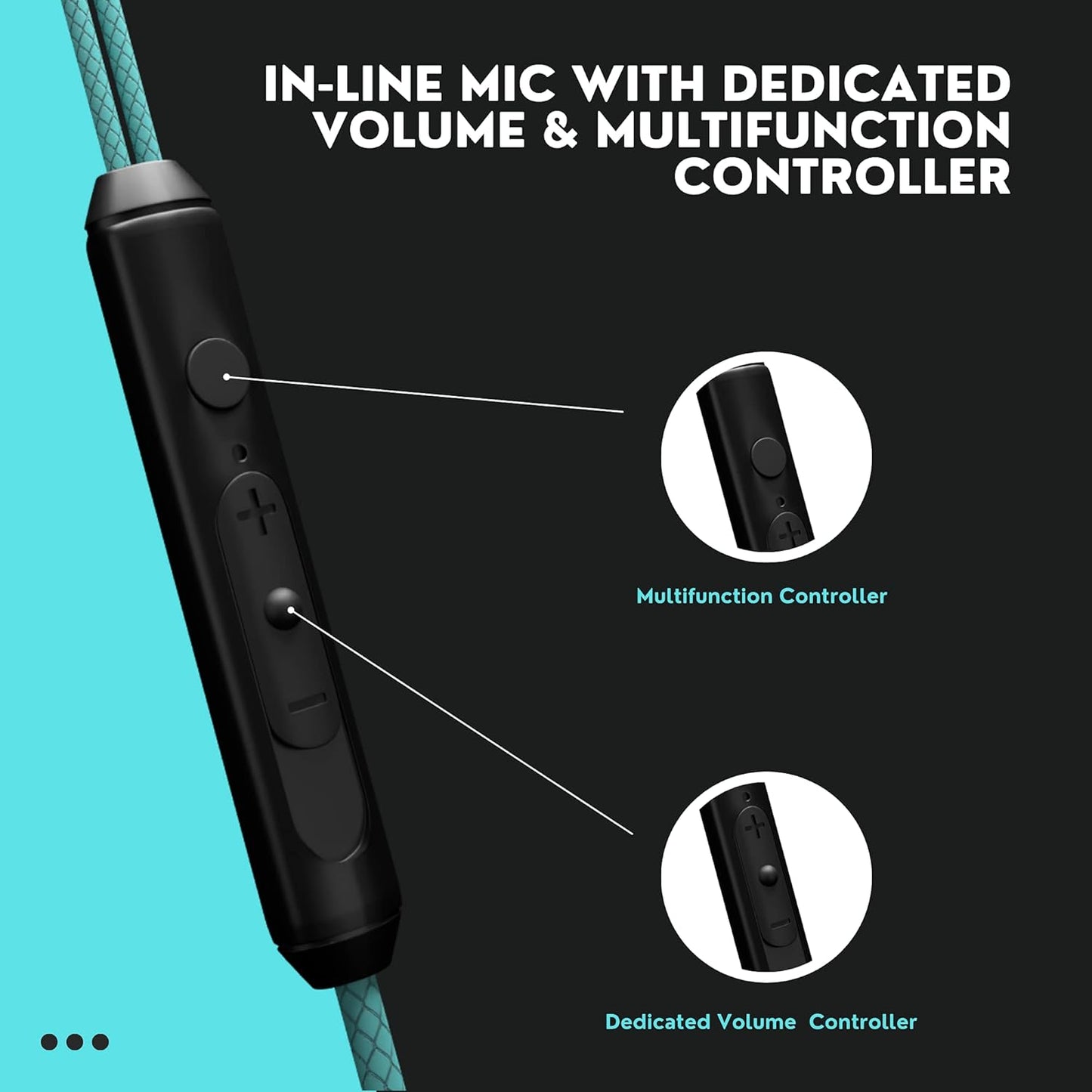 MOZU Audiology 100 Wired Earphones, Ergonomic Fit, Tangled Free Rugged Wire, Gold Plated 3.5mm L-Shape Connector, Volume Controller & Built in Mic in Ear (Artic Blue, Dual Color) Pack of 1