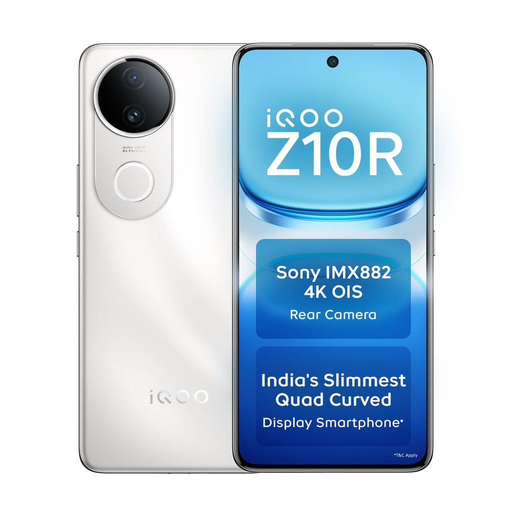 iQOO Z10R 5G (Aquamarine, 12GB RAM, 256GB Storage) | 32MP 4K Selfie Camera | Quad-Curved AMOLED Display | Dimensity 7400 Processor with 750K+ AnTuTu Score