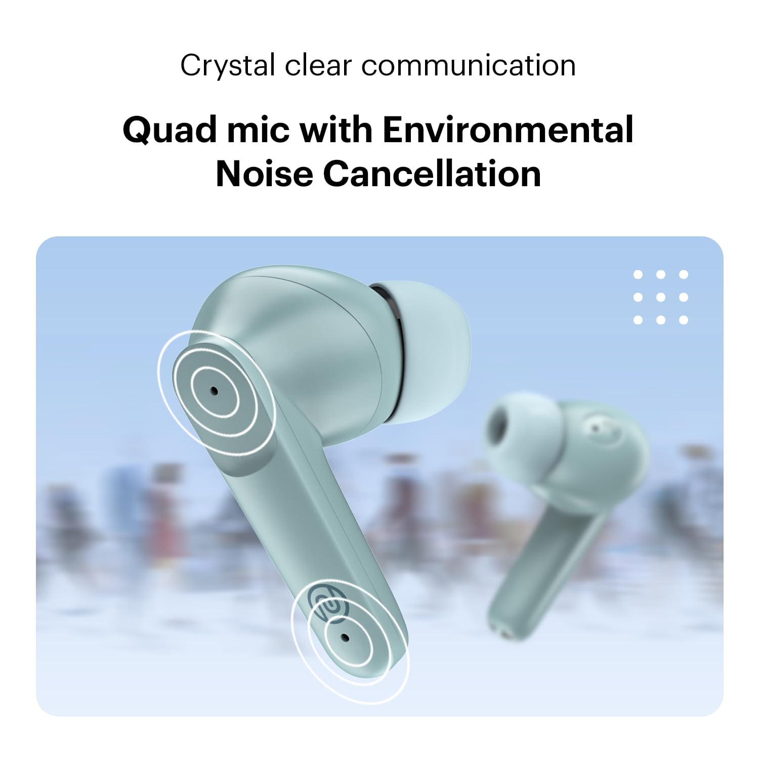Noise Earbuds VS104 Truly Wireless Earbuds with 45H of Playtime, Quad Mic with ENC, Instacharge(10 Min=200 Min), 13Mm Driver, Low Latency, BT V5.2 (Mint Green)