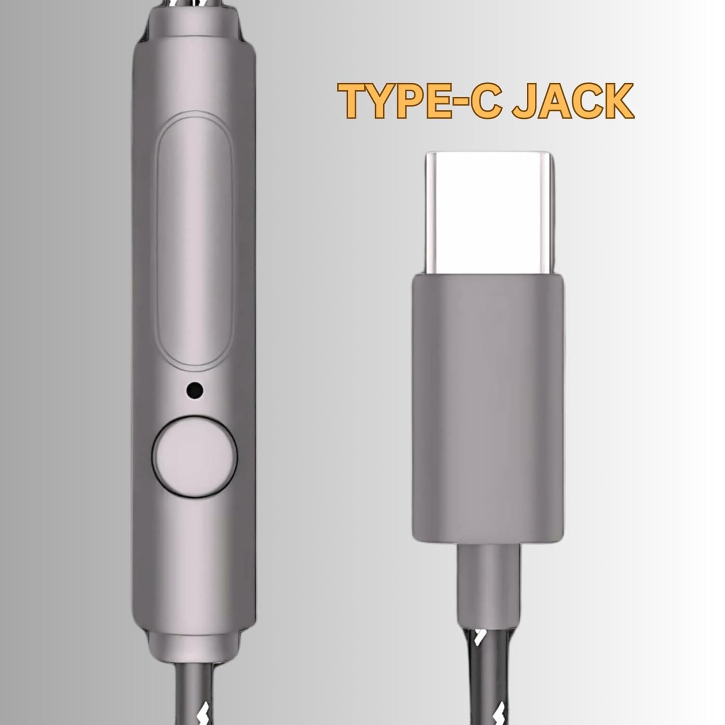 GEARZTOUCH Oasis inEar TypeC Earphone, in-Line Volume Controller & Powerful HD Mic, Clear Sound, Noise Isolation Compatible with Oneplus, Samsung, Oppo,Vivo,Redmi Having only TypeC Port- Grey