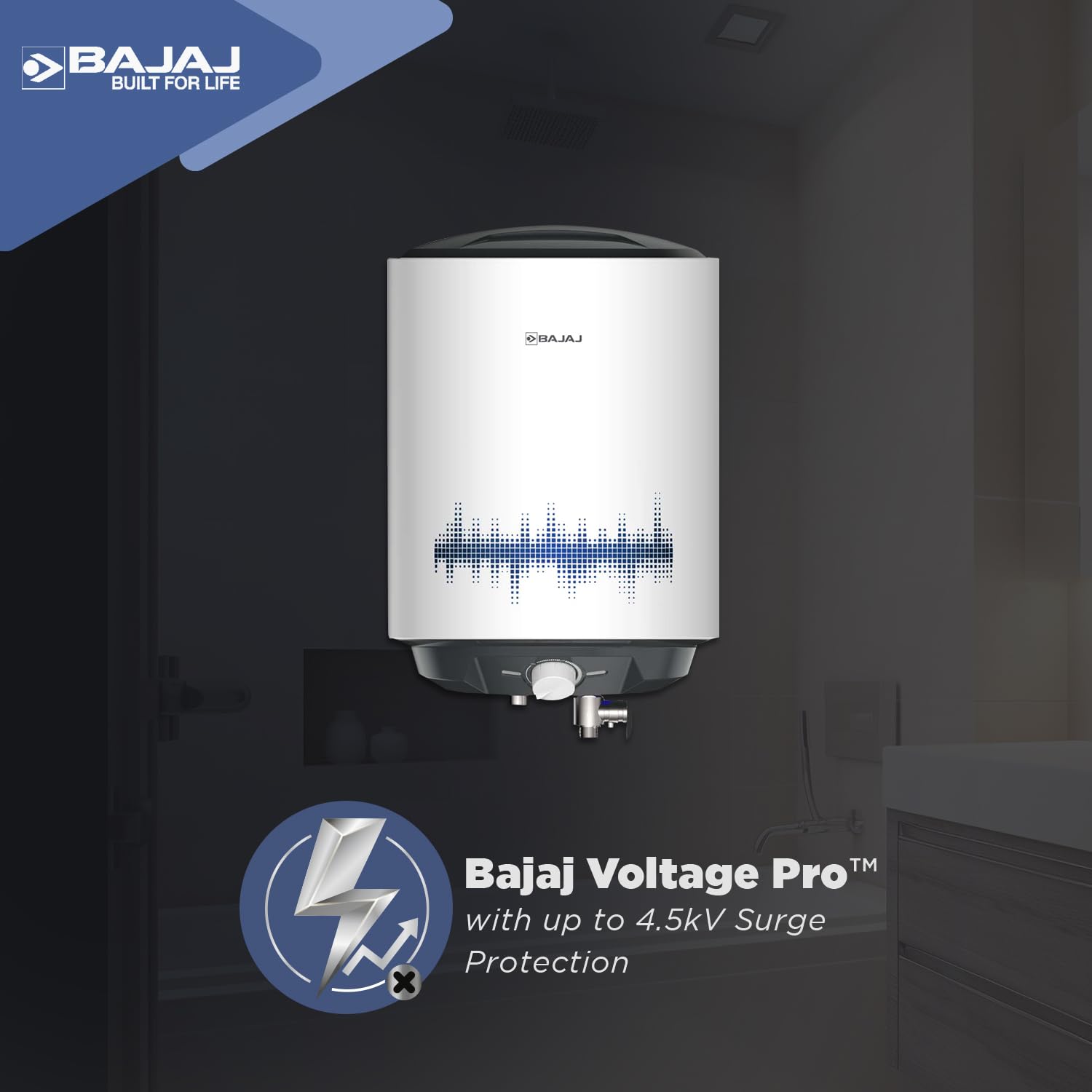 Bajaj Shield Series New Shakti 15L Storage Wall Mount Water Heater For Home|5-Star Rated Geyser|Child Safety Mode|For High Rise Buildings|10-Yr Tank 6-Yr Element 4-Yr Product Warranty 【White & Grey】