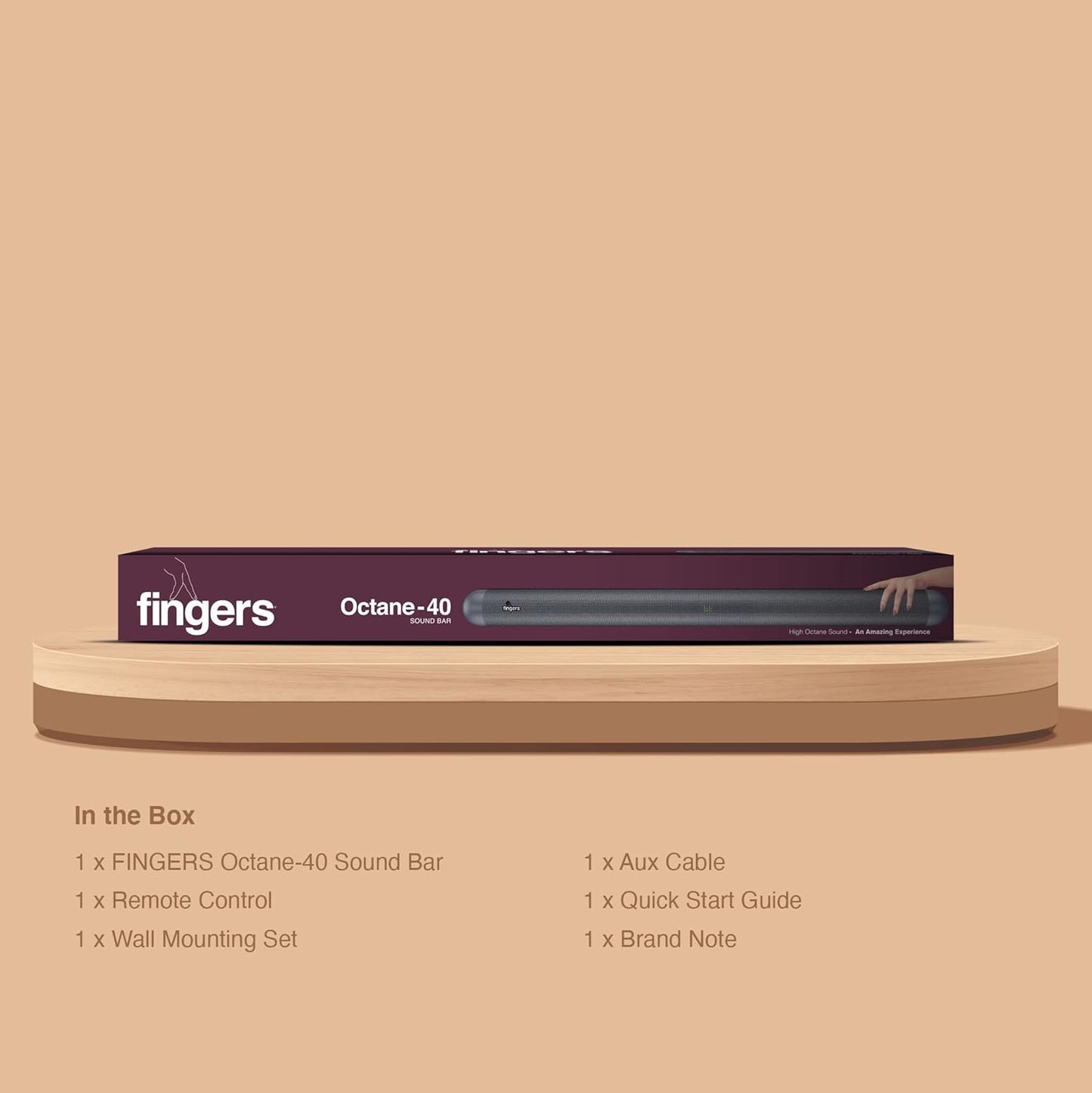 FINGERS Soundbar Octane-40 Sound Bar with 40 W Cinema-Like Immersive Audio (Multiple Connectivity Modes | HDMI ARC | Customized EQ Modes | Remote Control)