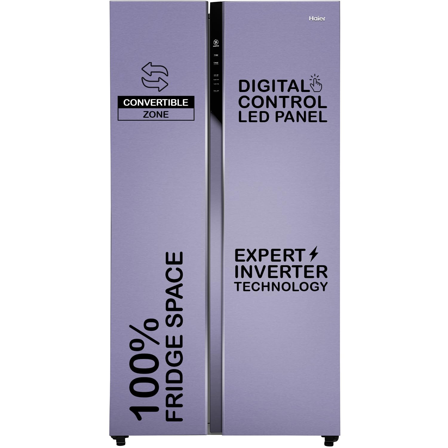 Haier 520L 3 Star Lumiere 4-Door Side by Side Frost Free Refrigerator | Convertible Magic Zone | Inverter | Digital Display Panel | Deo Fresh Technology (2025 Model, HRB-600IS, Inox Steel)